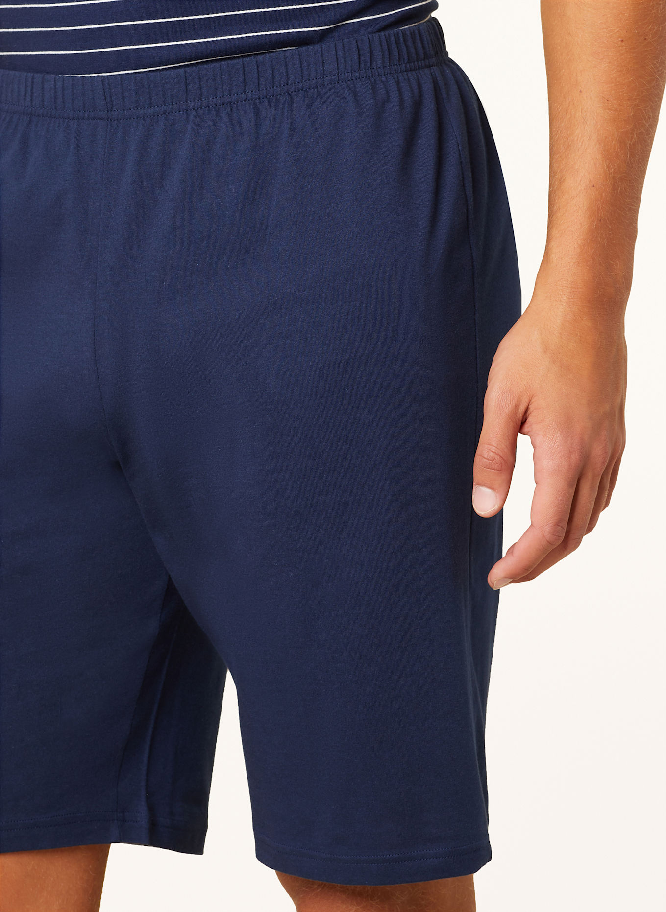 SCHIESSER Shorty-Schlafanzug CASUAL ESSENTIALS: DUNKELBLAU / WEISS