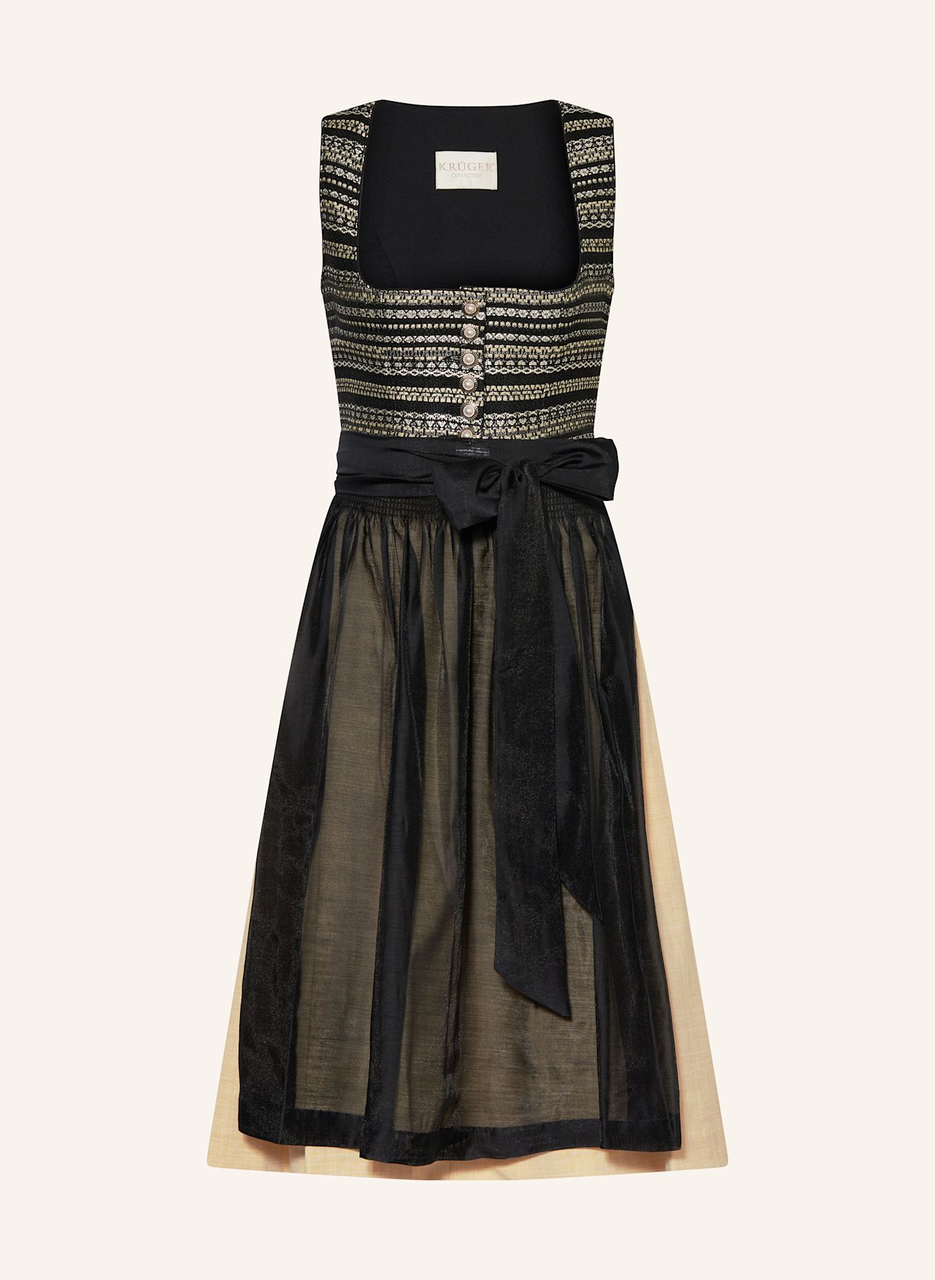 KRÜGER Dirndl: SCHWARZ / GOLD / HELLBRAUN