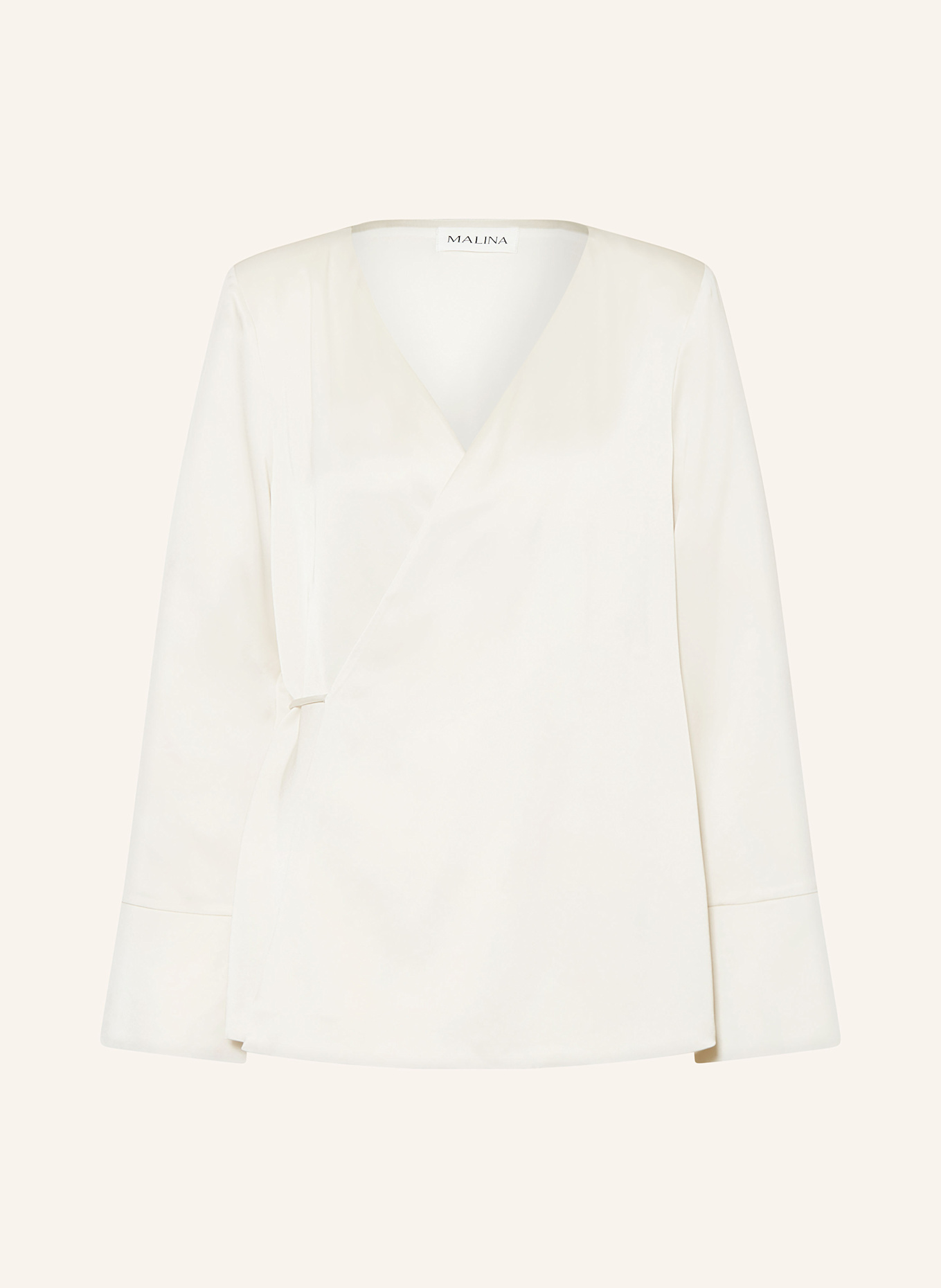 MALINA ADINA satin wrap blouse in white
