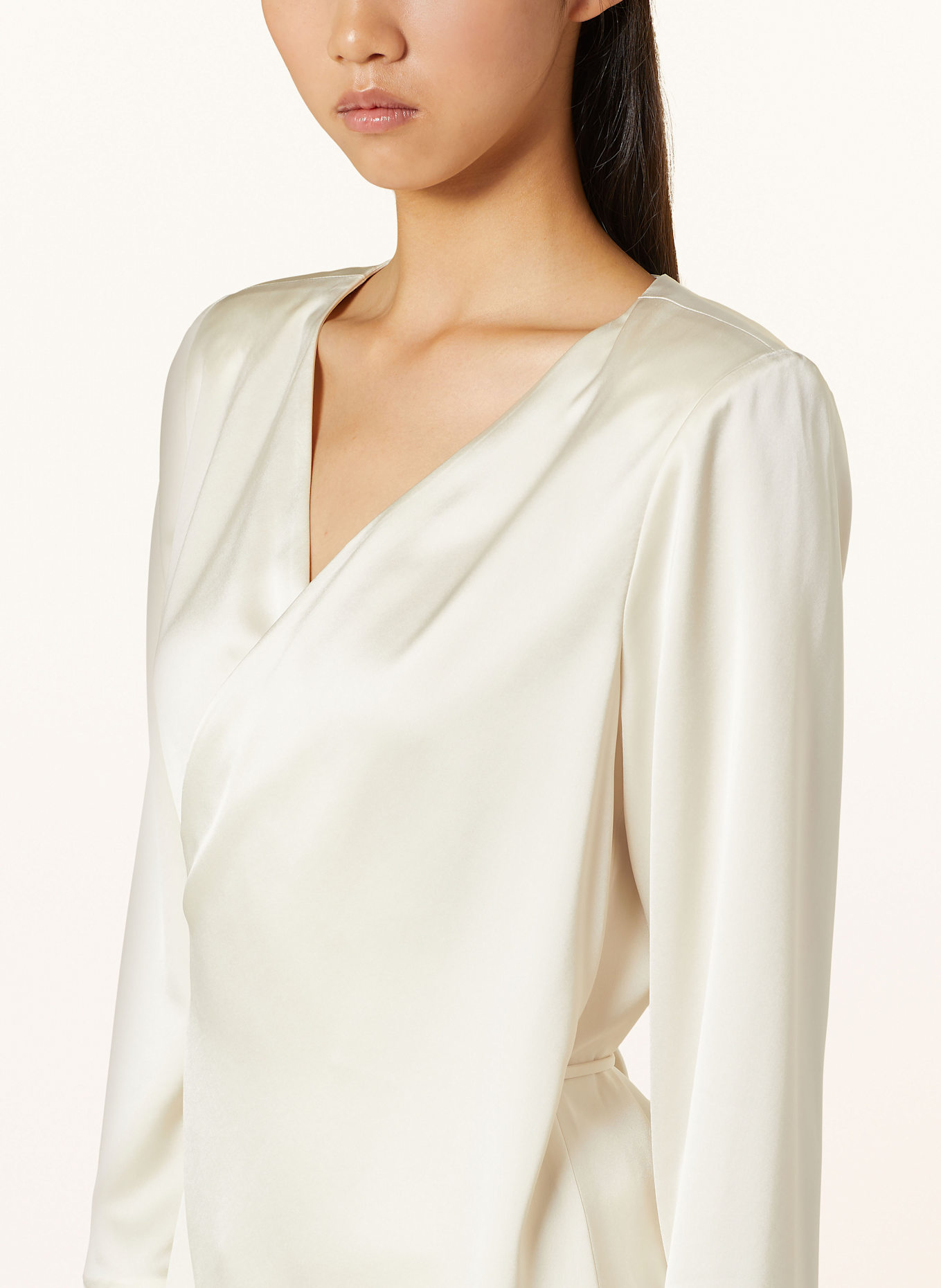White satin wrap blouse cheap