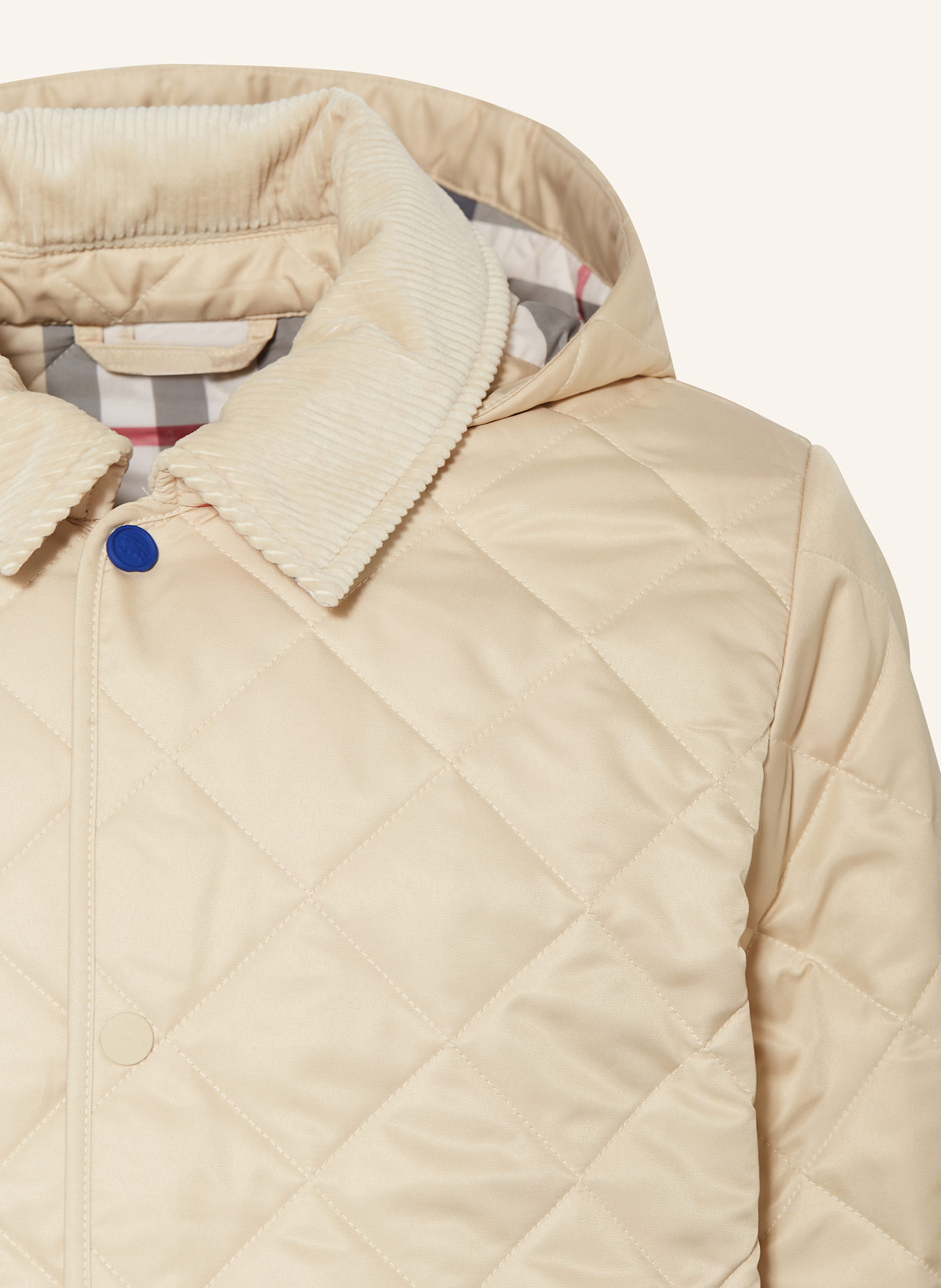 BURBERRY Steppmantel mit Cord: HELLBRAUN