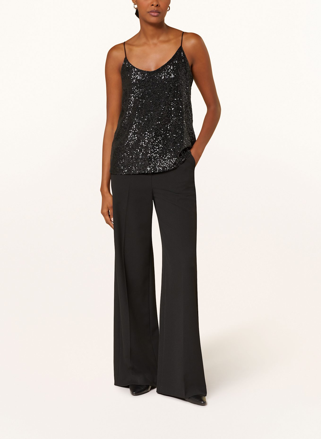lilienfels Top mit Pailletten: SCHWARZ