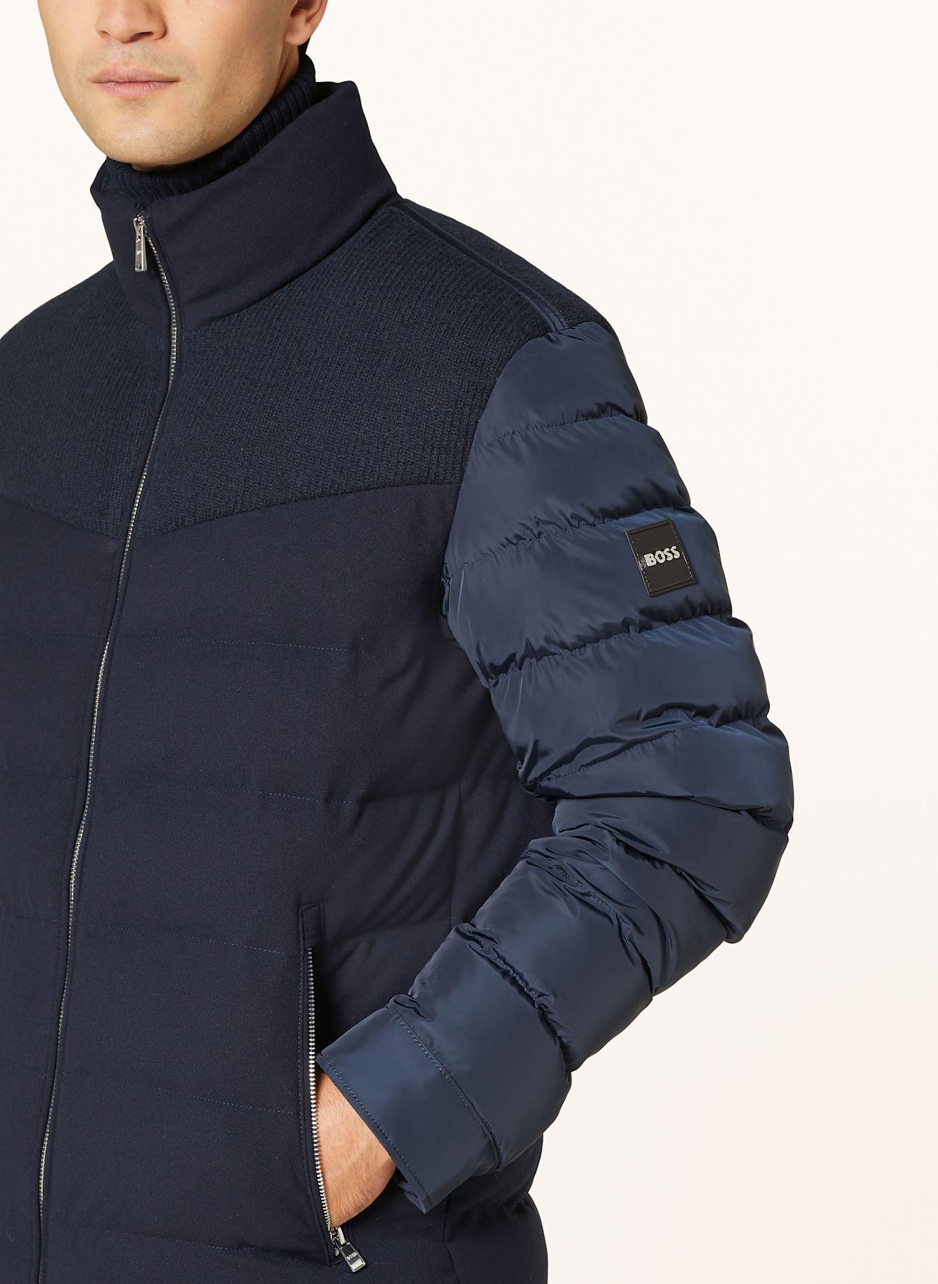 Steppjacke Hugo Boss Lederjacke Blau BOSS Steppjacke Hugo Boss