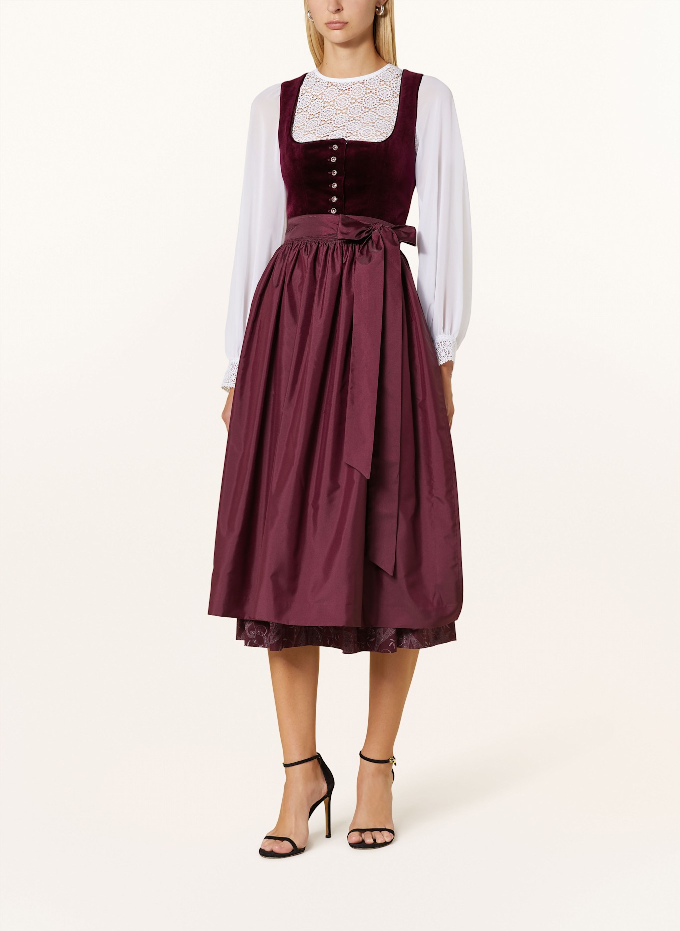 Hammerschmid Dirndl PILLERSEE: DARK RED/ LIGHT RED/ LIGHT GRAY