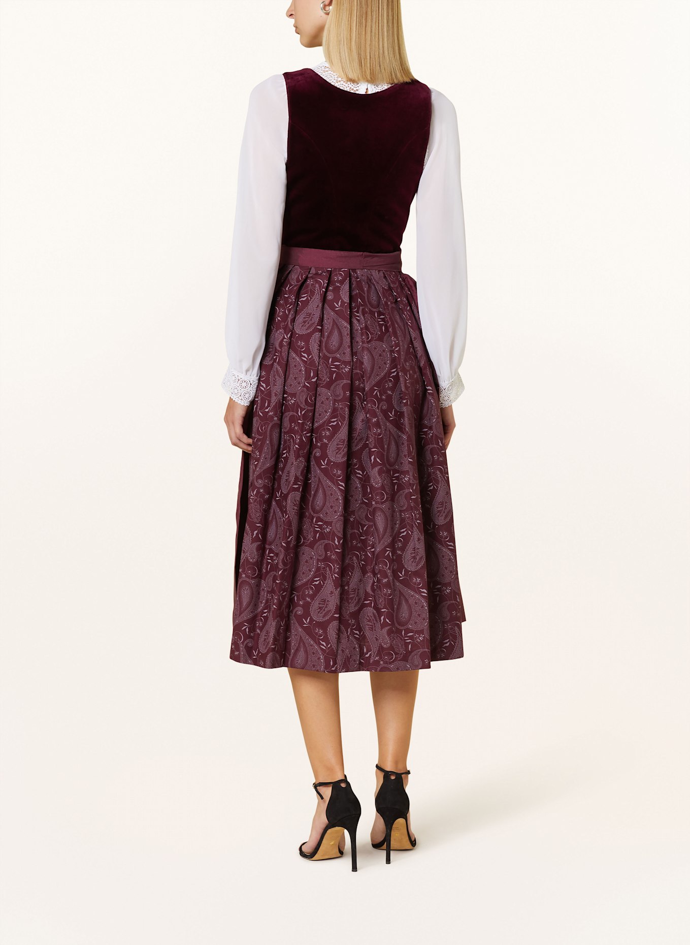 Hammerschmid Dirndl PILLERSEE: DARK RED/ LIGHT RED/ LIGHT GRAY