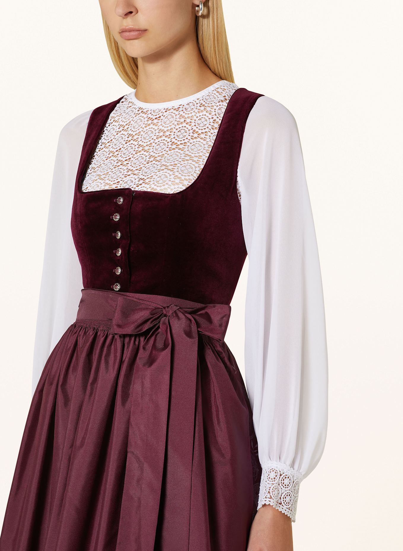 Hammerschmid Dirndl PILLERSEE: DARK RED/ LIGHT RED/ LIGHT GRAY