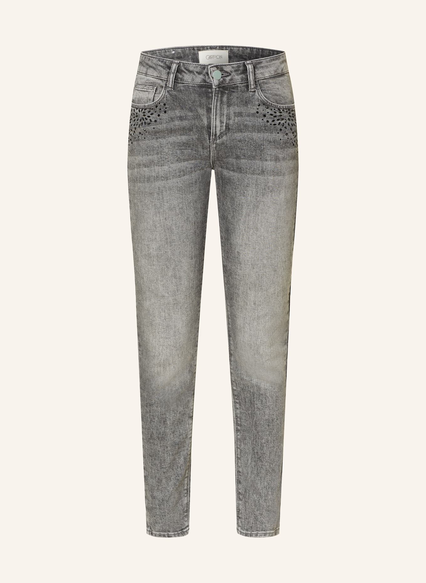 CARTOON Skinny Jeans mit Schmucksteinen: 9630 GREY DENIM