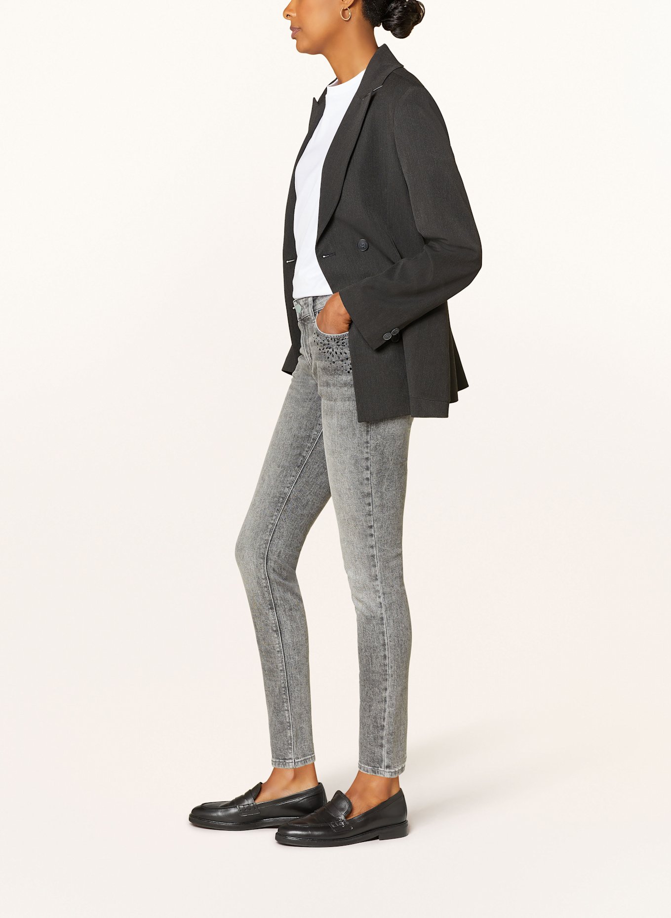 CARTOON Skinny Jeans mit Schmucksteinen: 9630 GREY DENIM