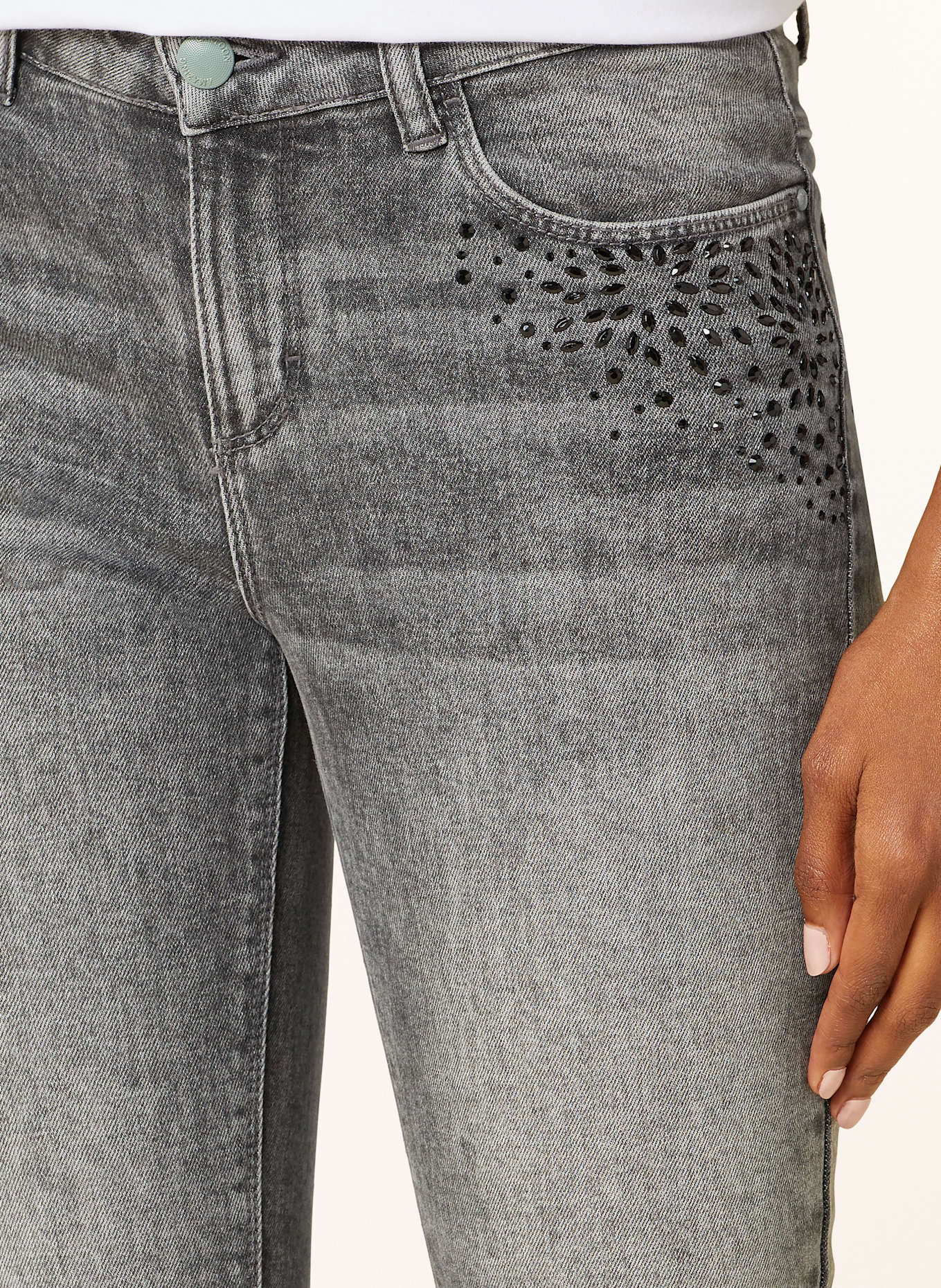 CARTOON Skinny Jeans mit Schmucksteinen: 9630 GREY DENIM