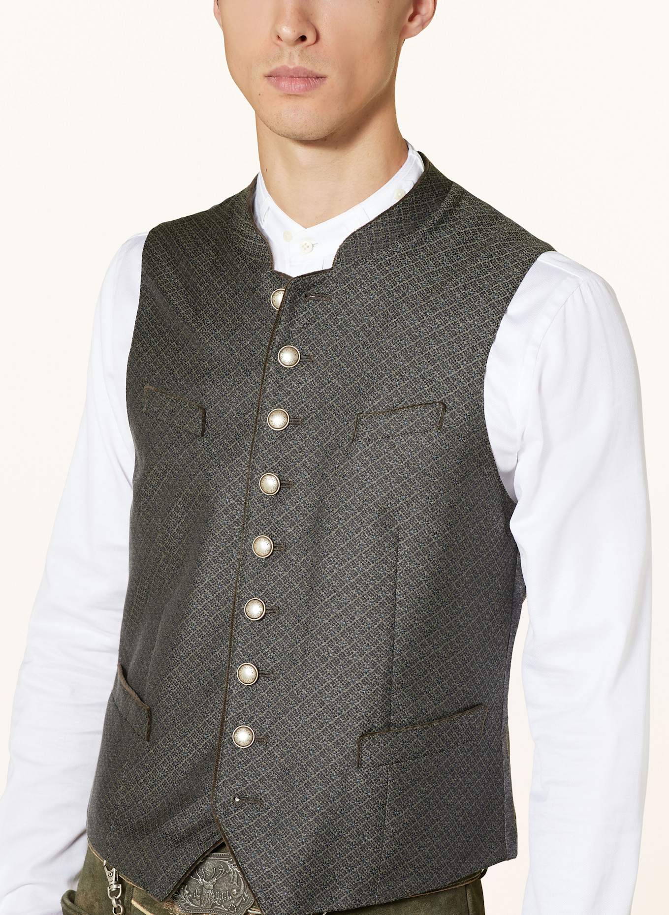 Grasegger Traditional vest BIERKUTSCHER: BROWN/ GRAY