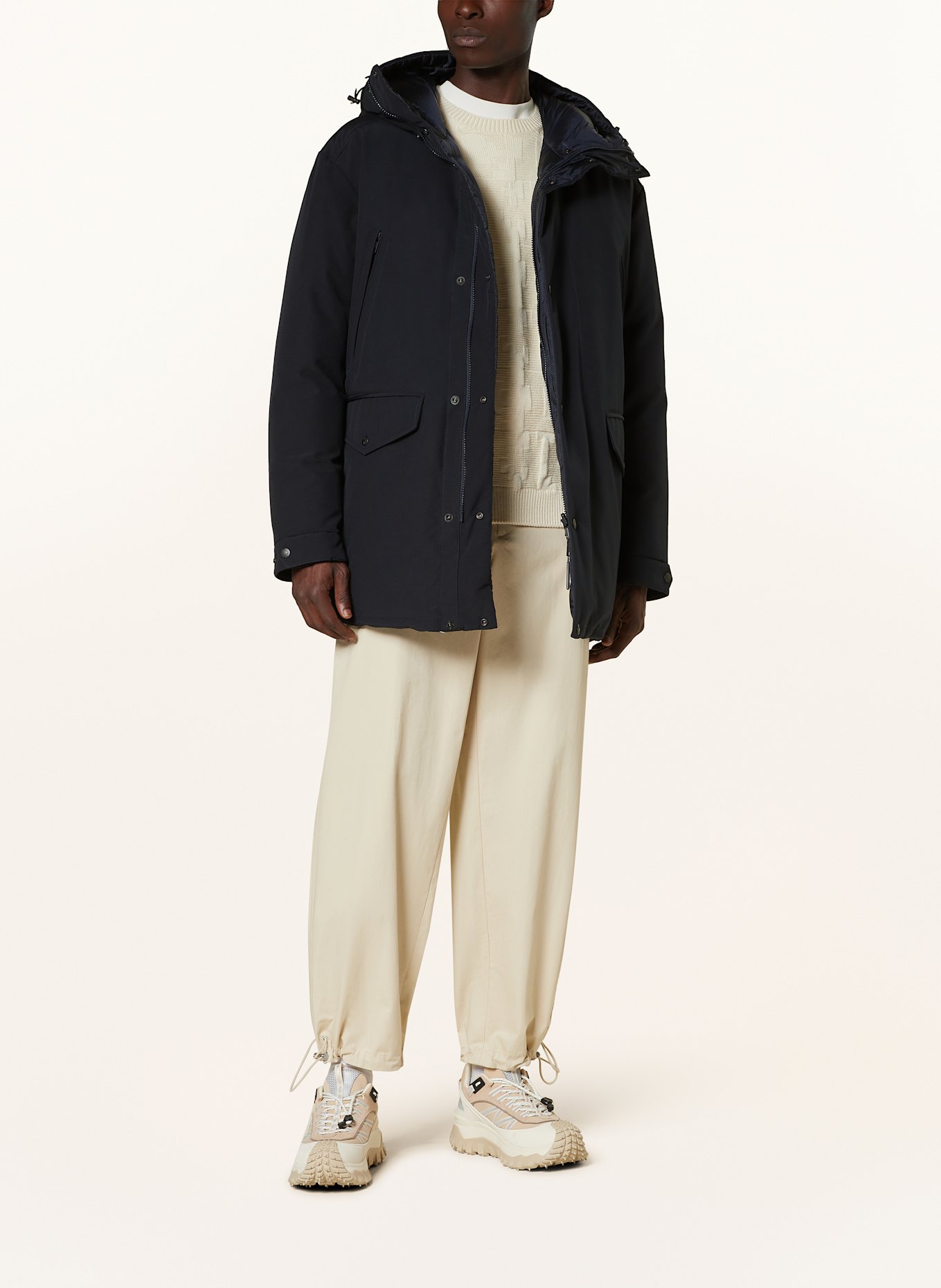 MONCLER Oboustranná péřová parka PREFOUNS: TMAVĚ MODRÁ