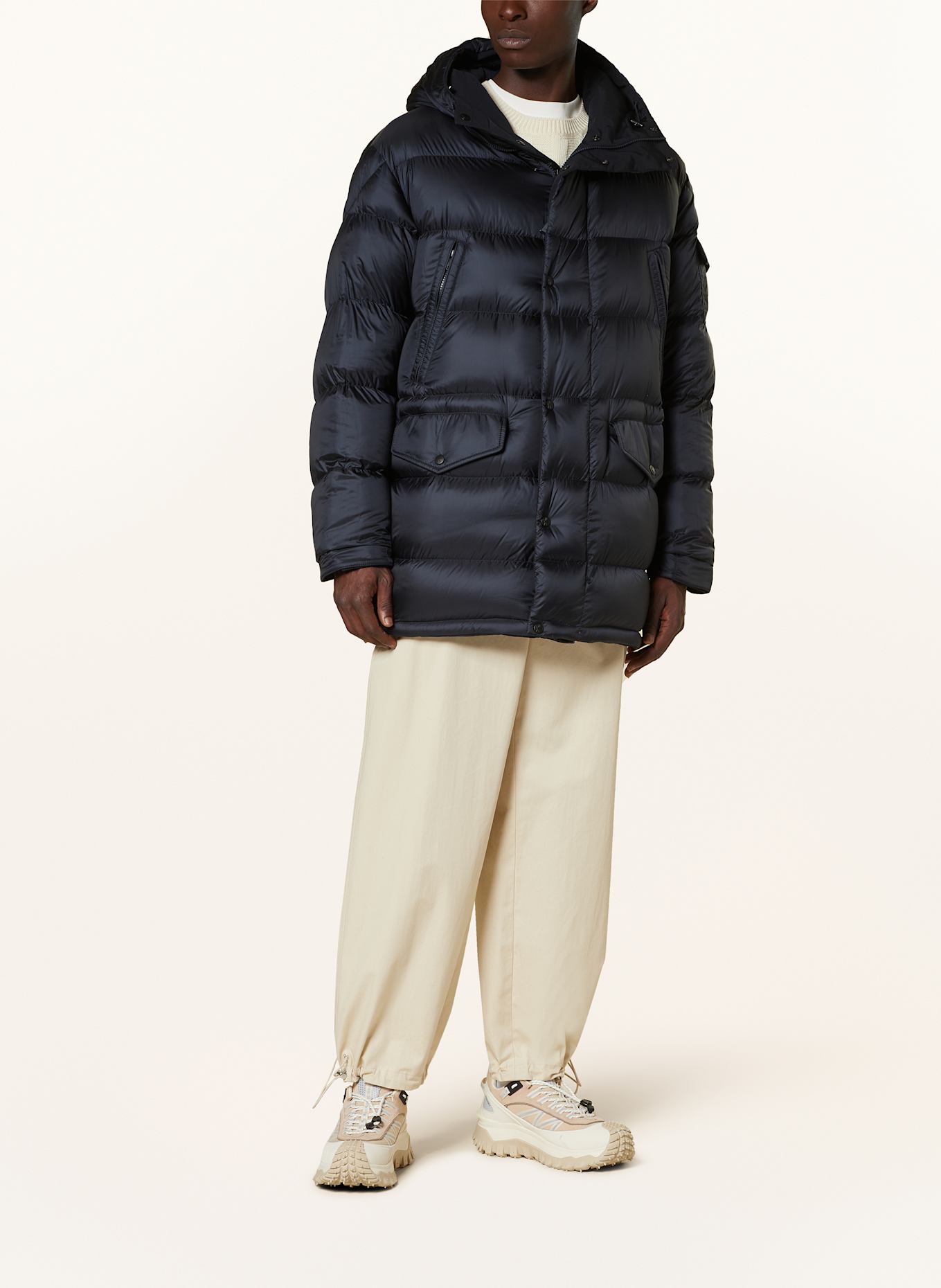 MONCLER Oboustranná péřová parka PREFOUNS: TMAVĚ MODRÁ