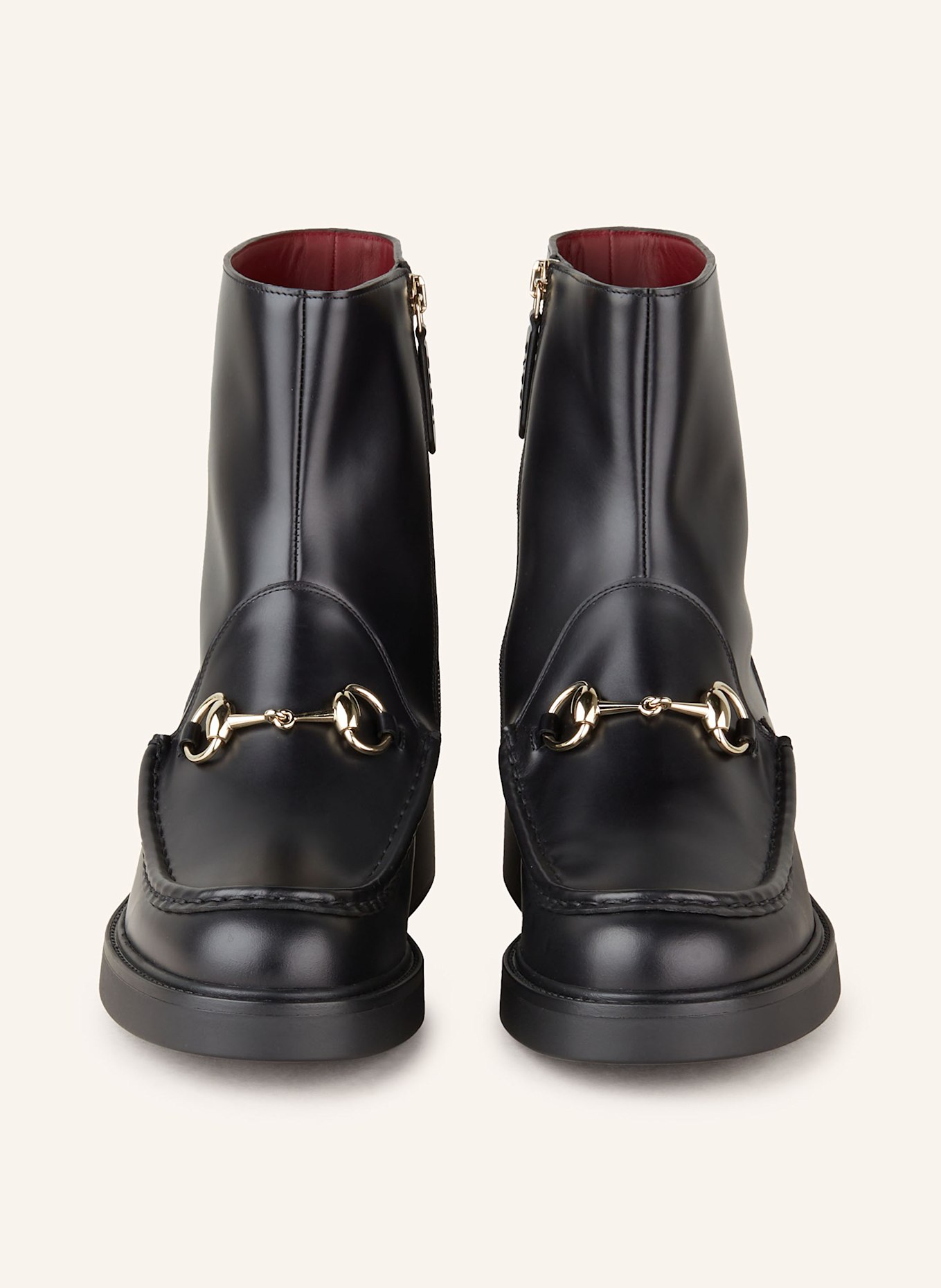Black leather gucci boots clearance