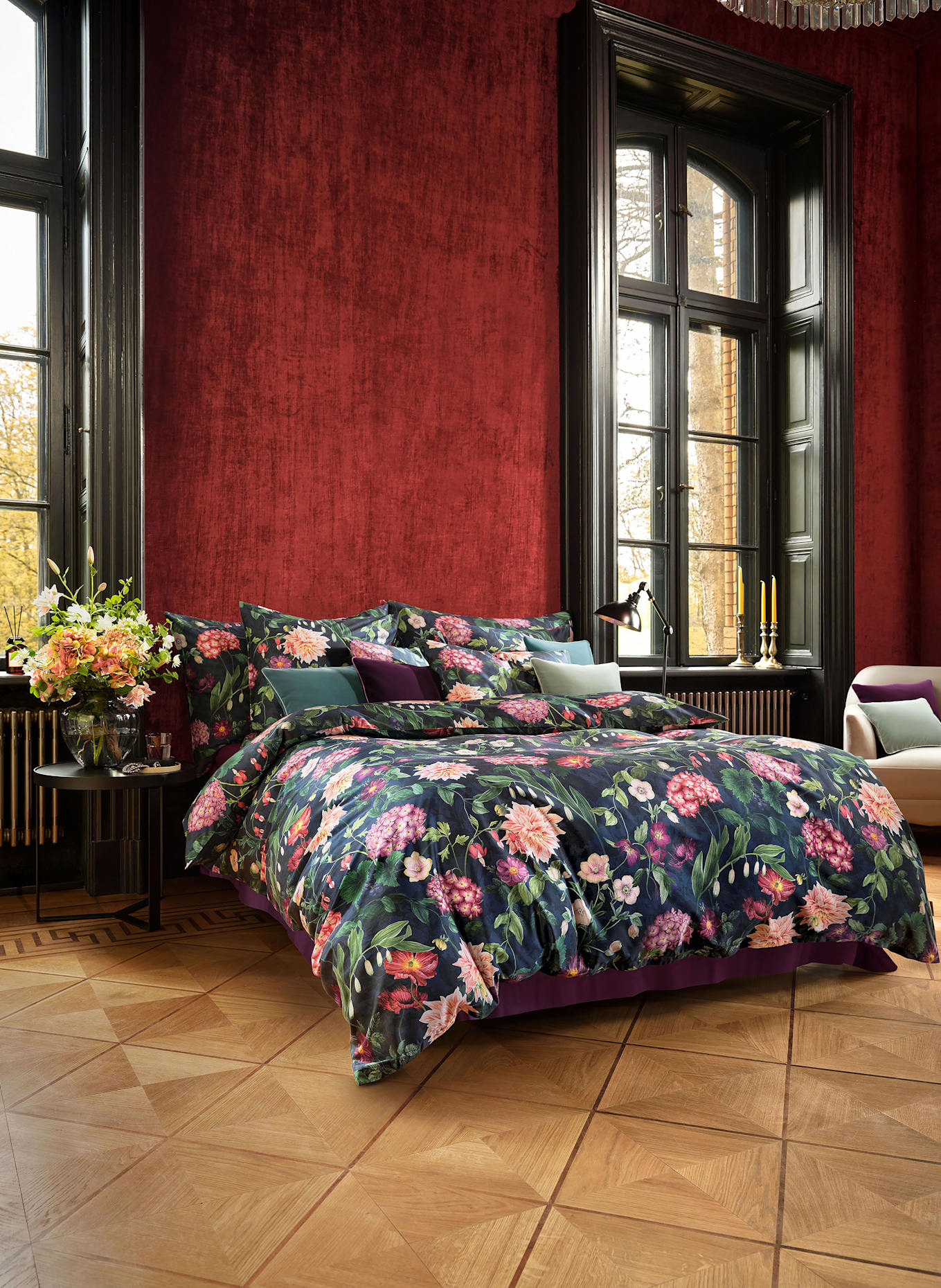 SCHLOSSBERG Bettbezug OPHELIA: BLAU / FUCHSIA / GRÜN