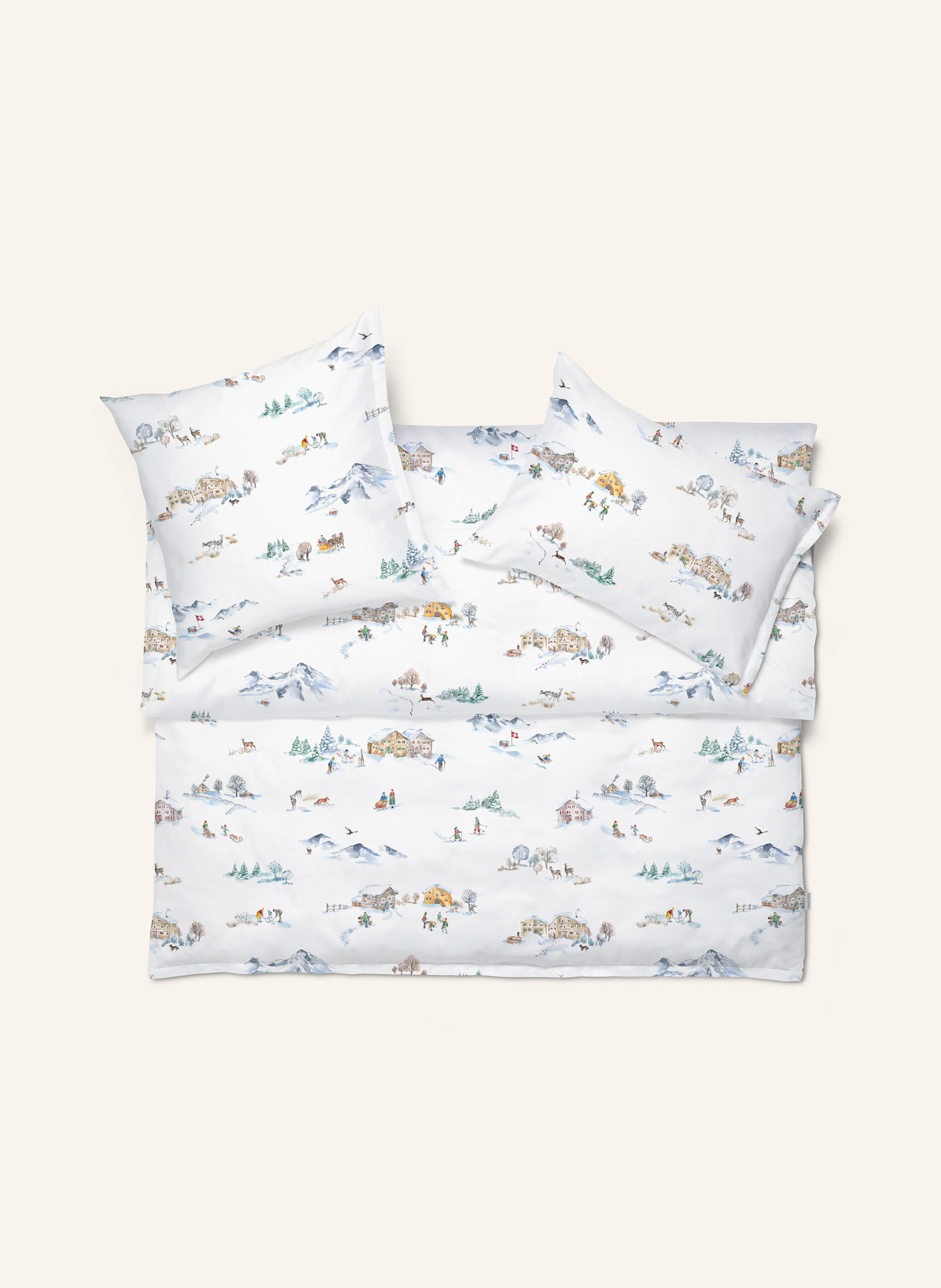 SCHLOSSBERG Poszewka na kołdrę MONTAGNA: BIAŁY / JASNONIEBIESKI / ZIELONY