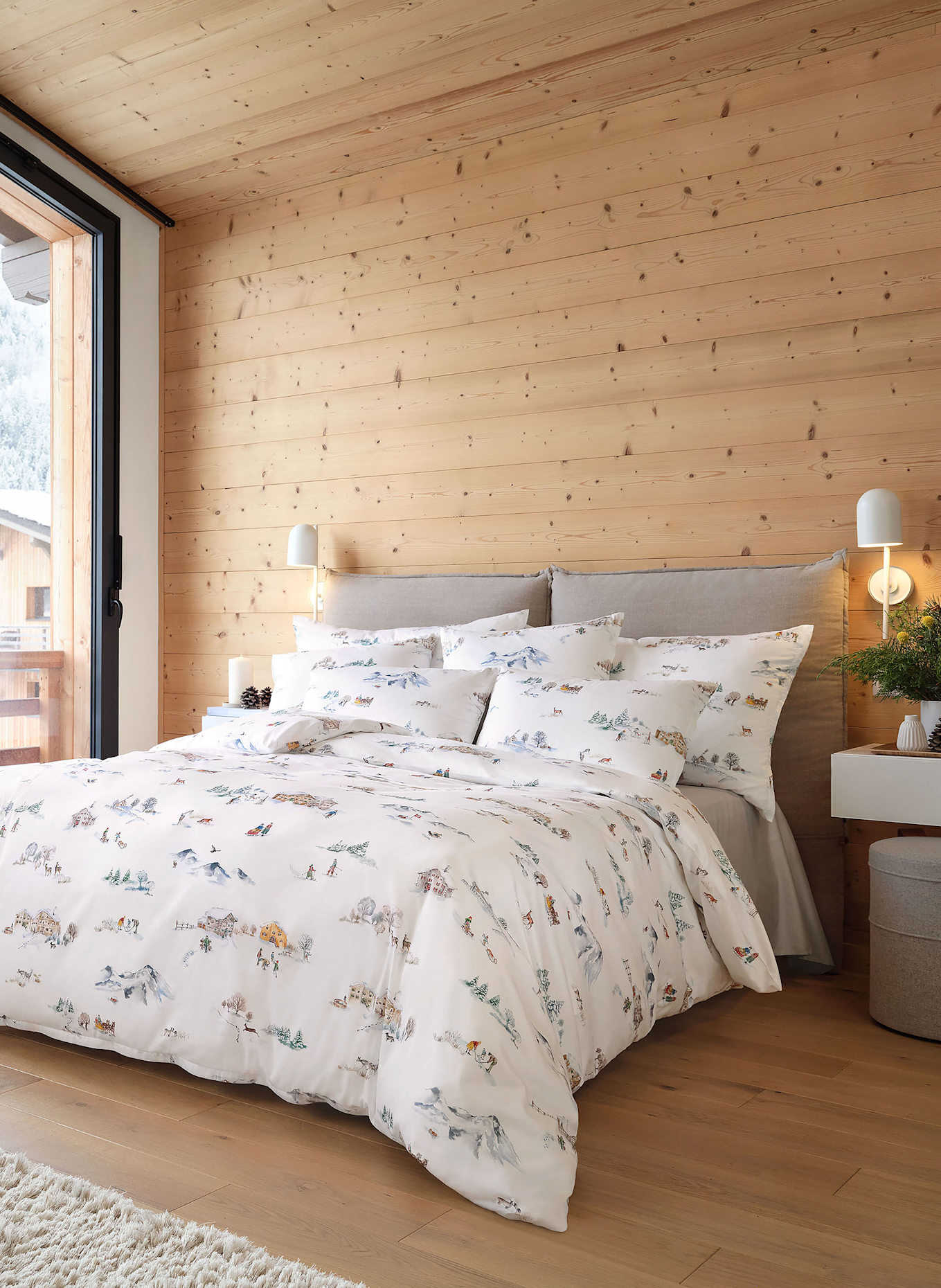 SCHLOSSBERG Poszewka na kołdrę MONTAGNA: BIAŁY / JASNONIEBIESKI / ZIELONY