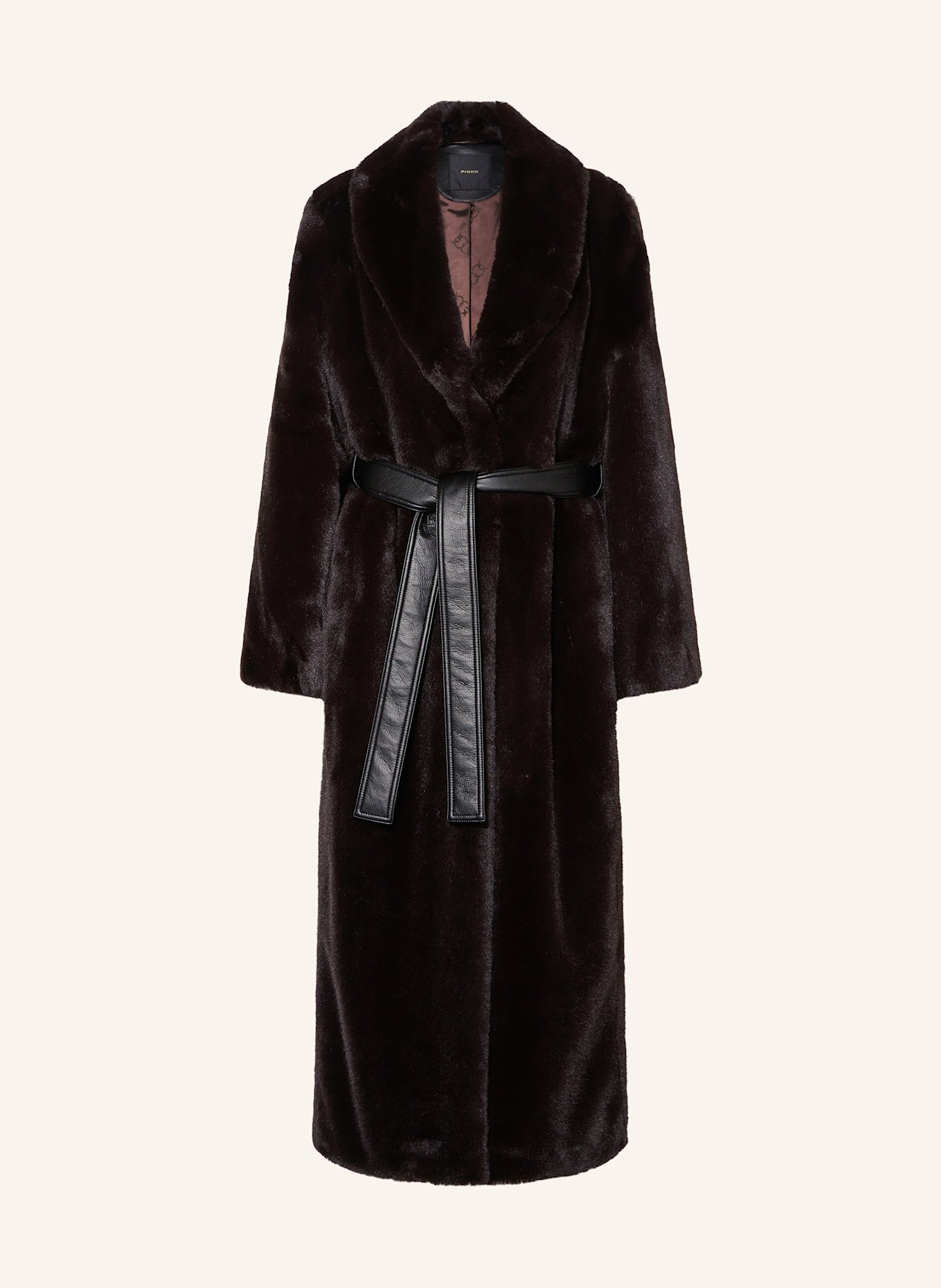 PINKO Faux fur coat in dark brown