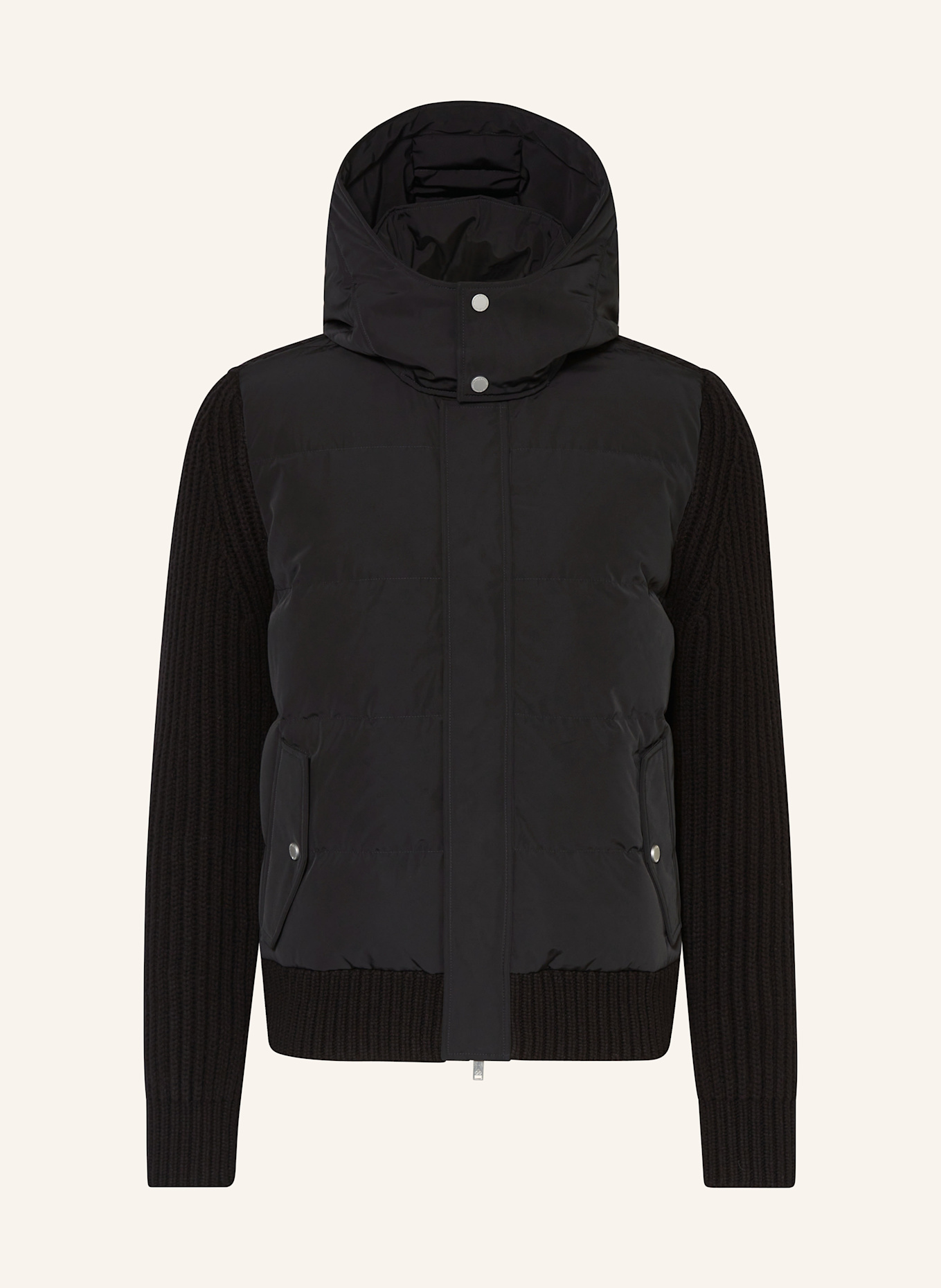 MOOSE KNUCKLES Lightweight down jacket in mixed materials with detachable hood