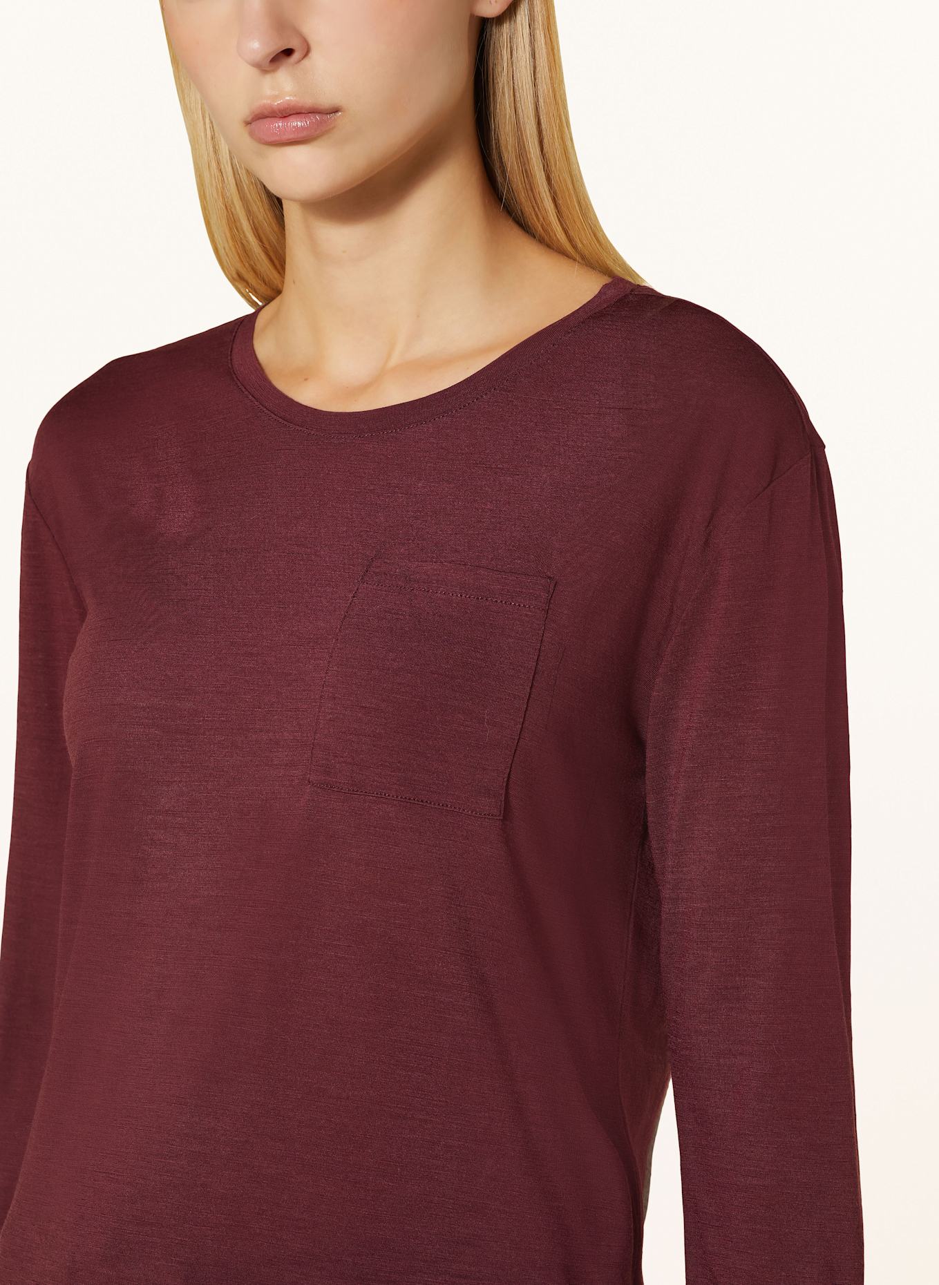 me°ru' Longsleeve VAXHOLM: DUNKELROT / GRAU