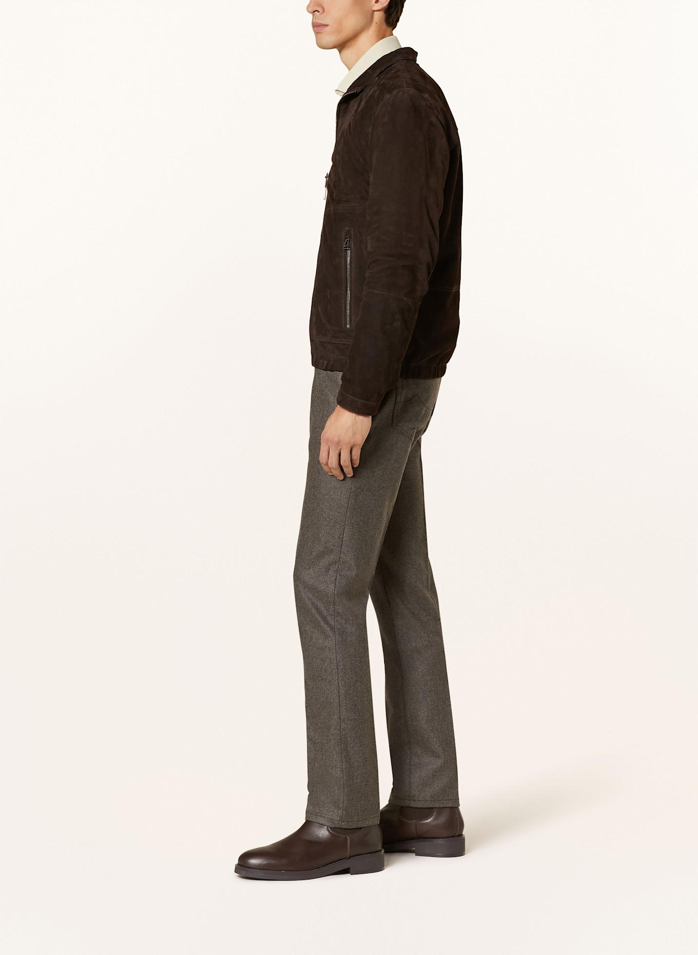 JACOB COHEN Slim fit flannel trousers, Color: BROWN (Image 4)