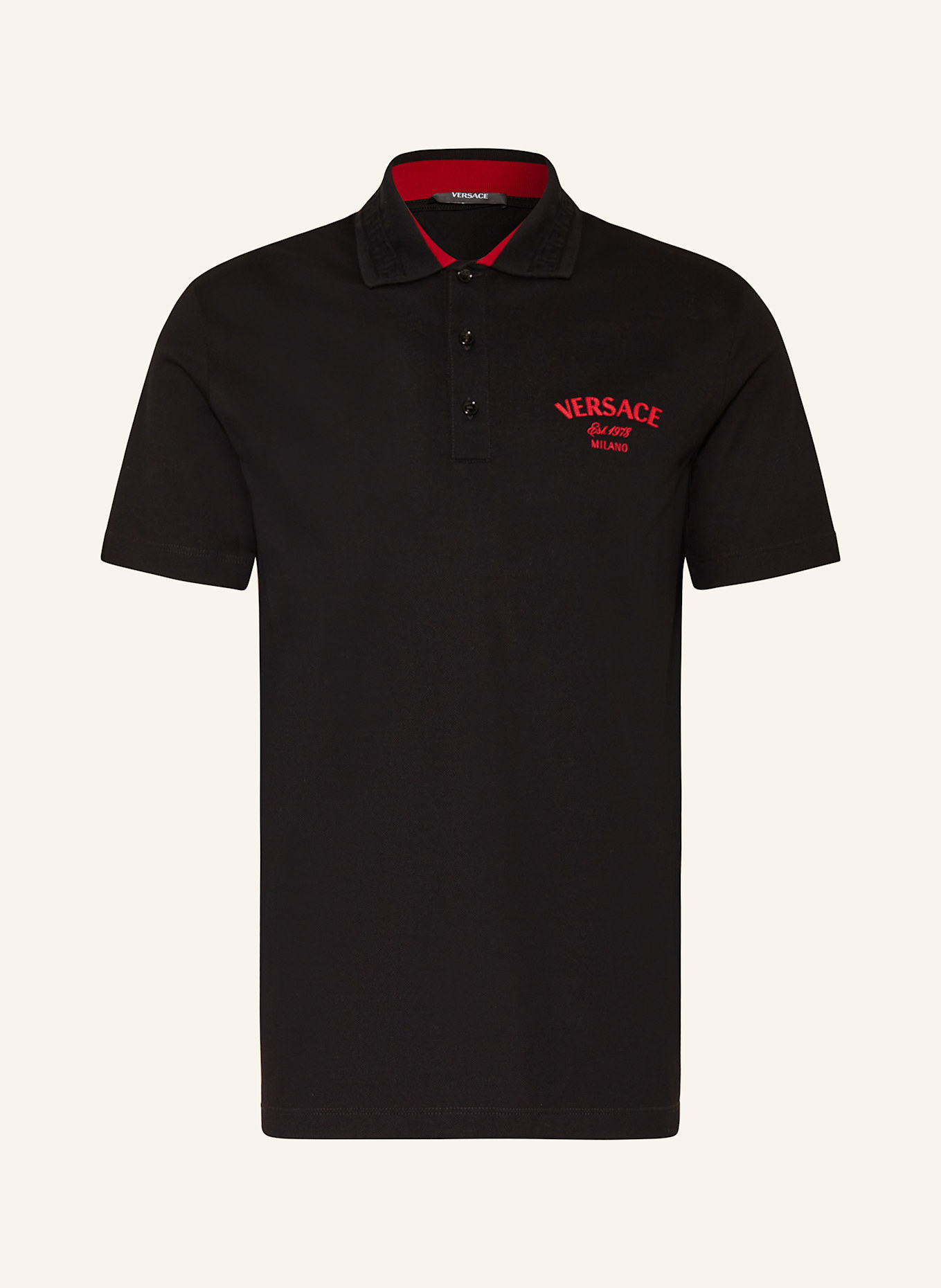 VERSACE Pique Poloshirt in schwarz