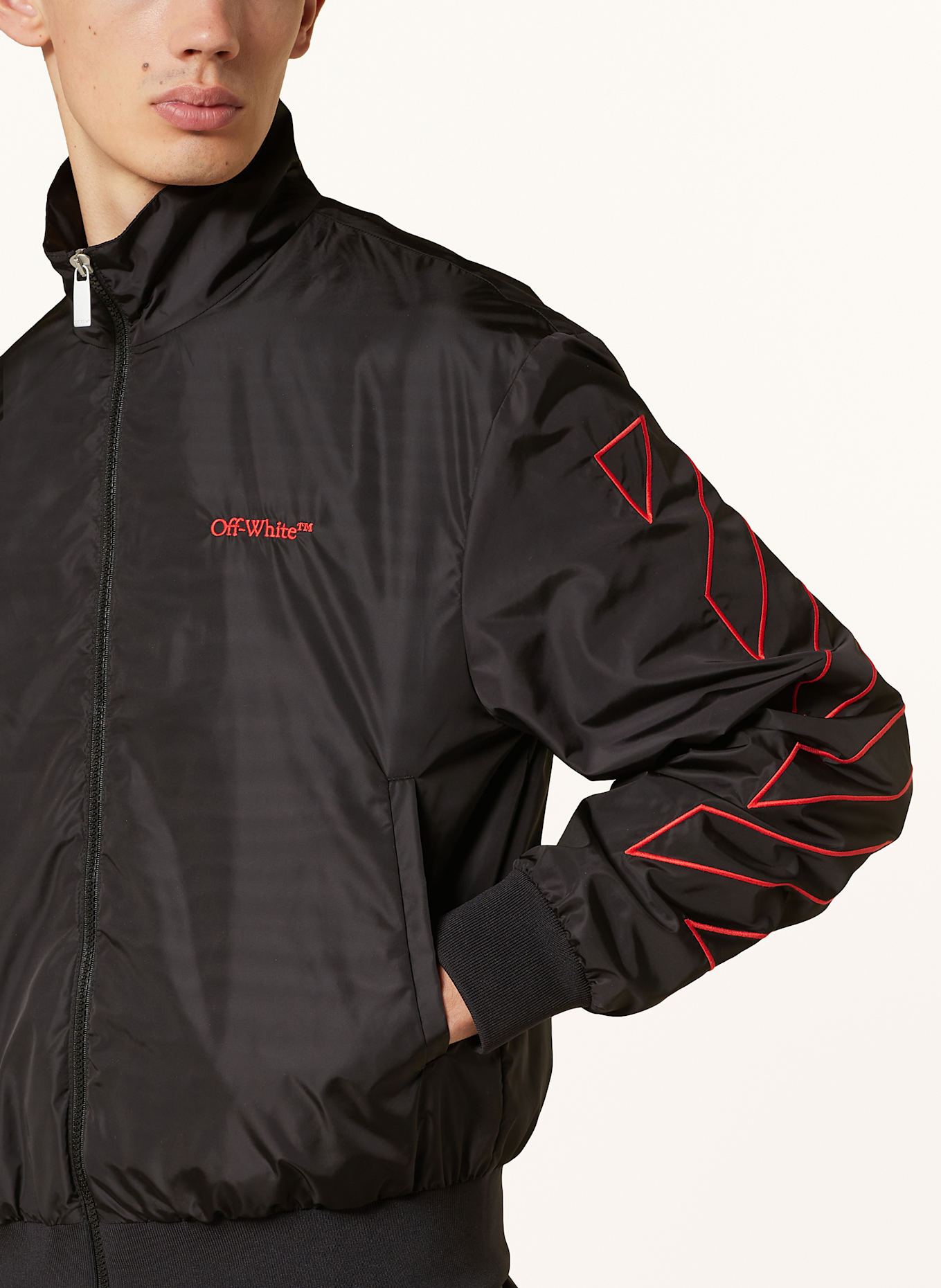 Off White Bomber jacket in black red