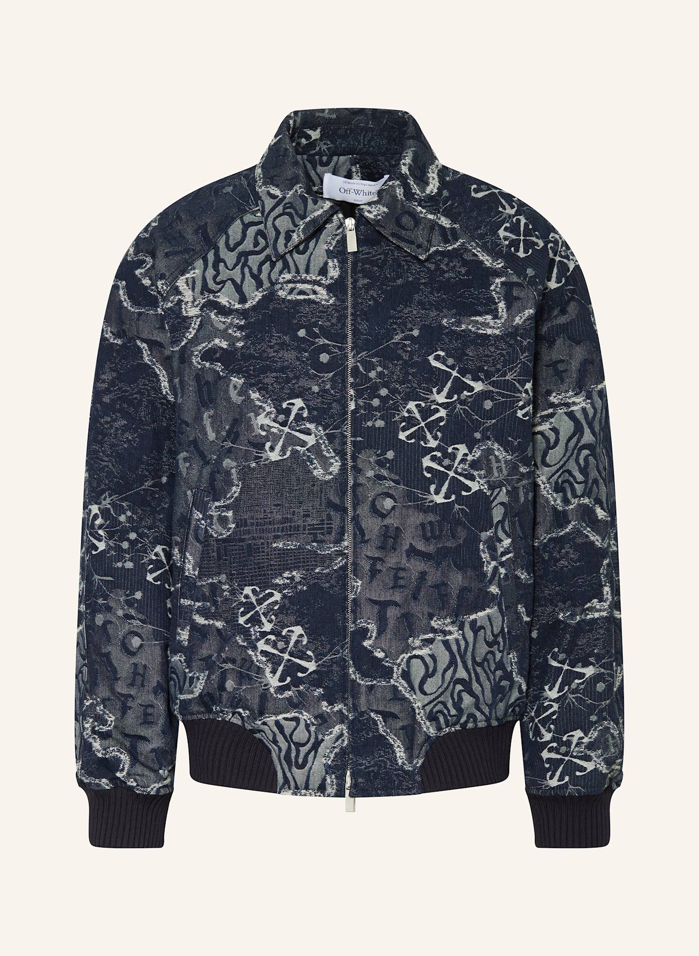 Off White Jacquard Blouson in dunkelblau ecru blau