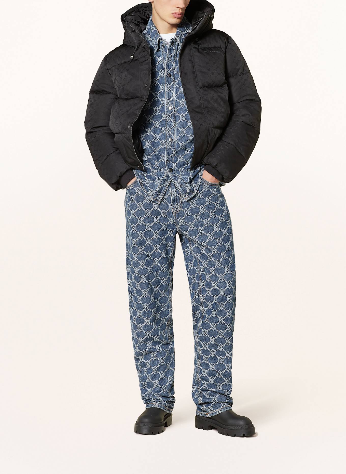 DAILY PAPER MONOGRAM quilted jacket, Color: BLACK (Image 2)