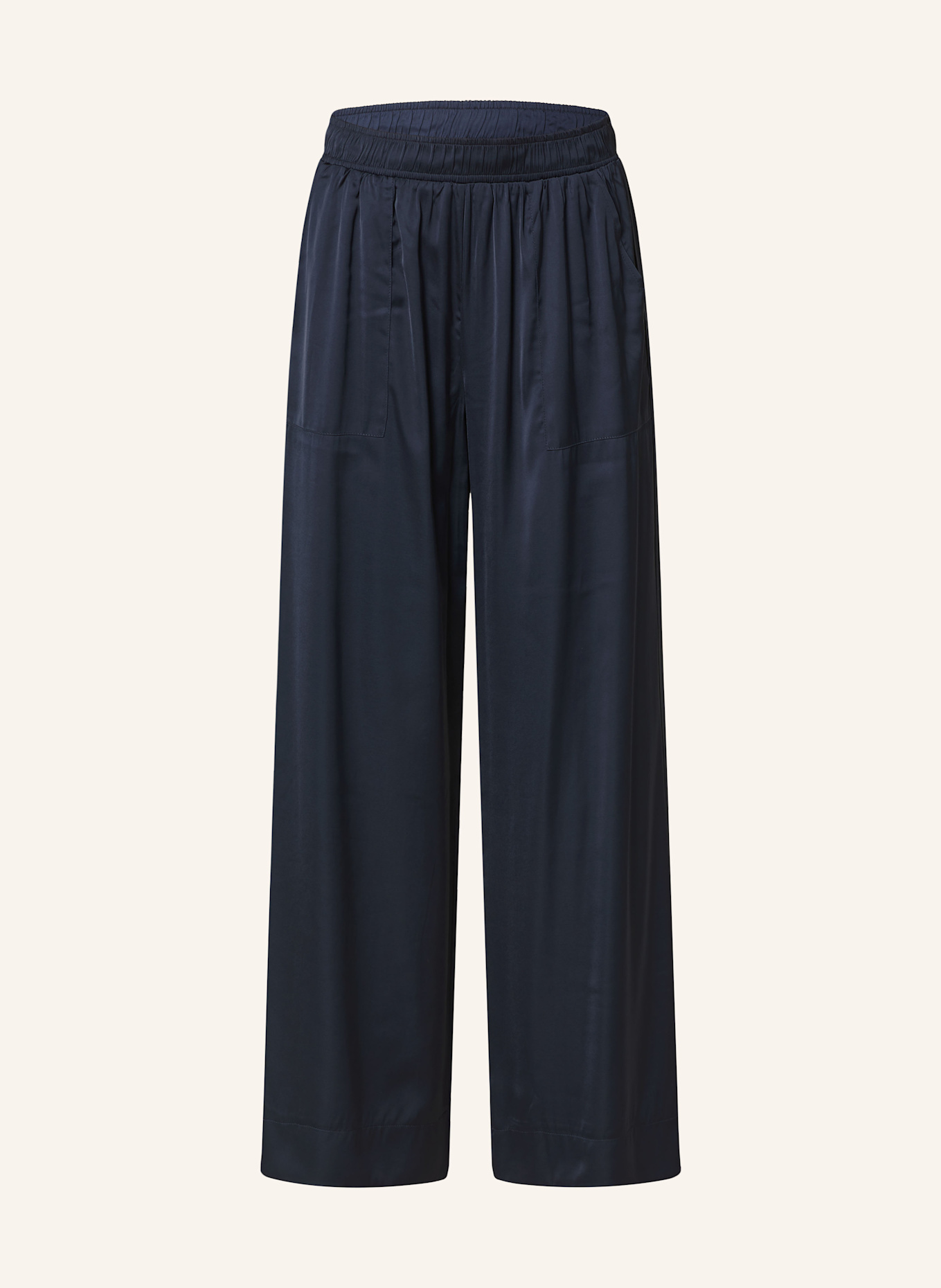 Y.A.S. Wide leg trousers in satin, Color: DARK BLUE (Image 1)