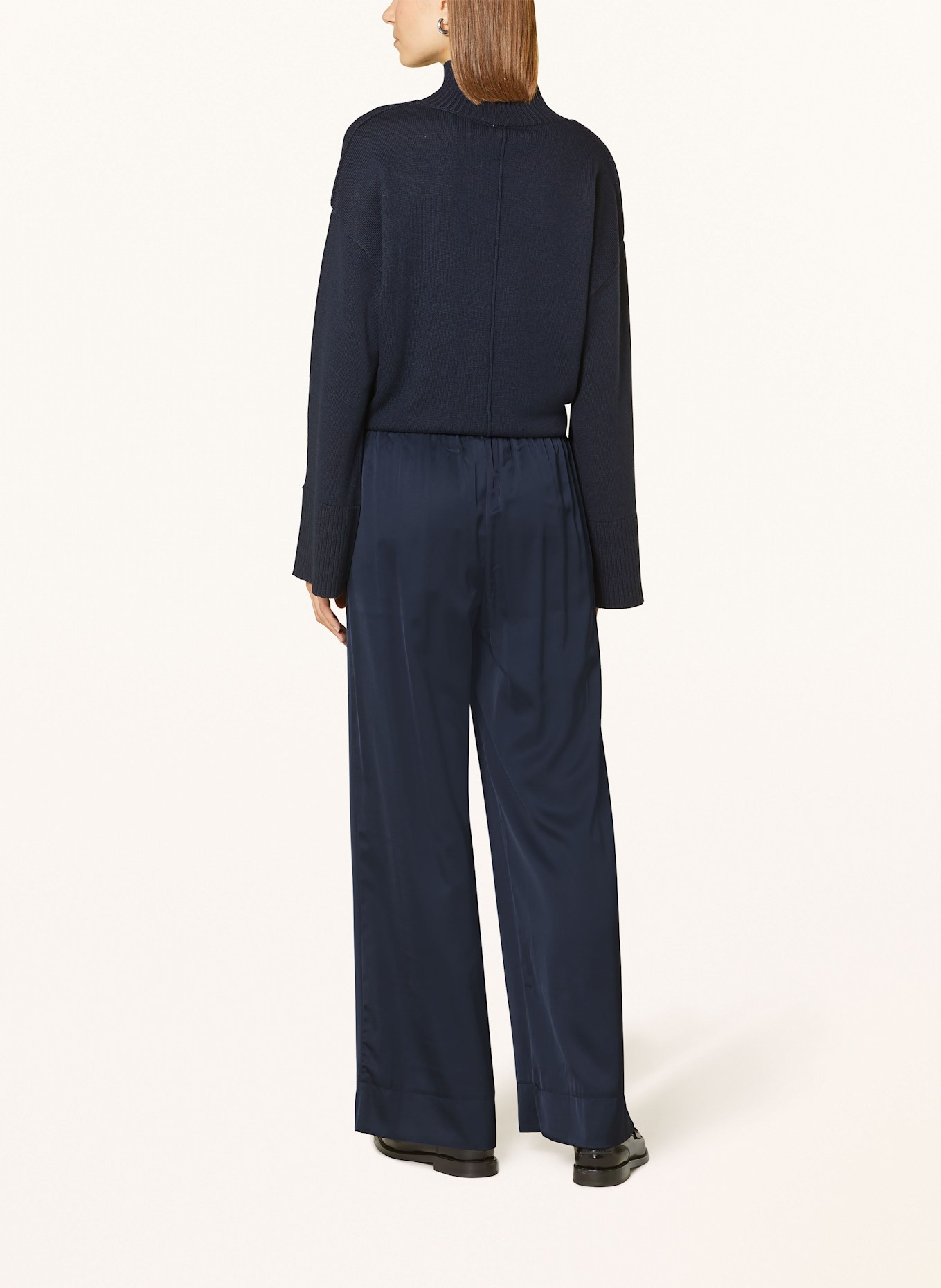 Y.A.S. Wide leg trousers in satin, Color: DARK BLUE (Image 3)