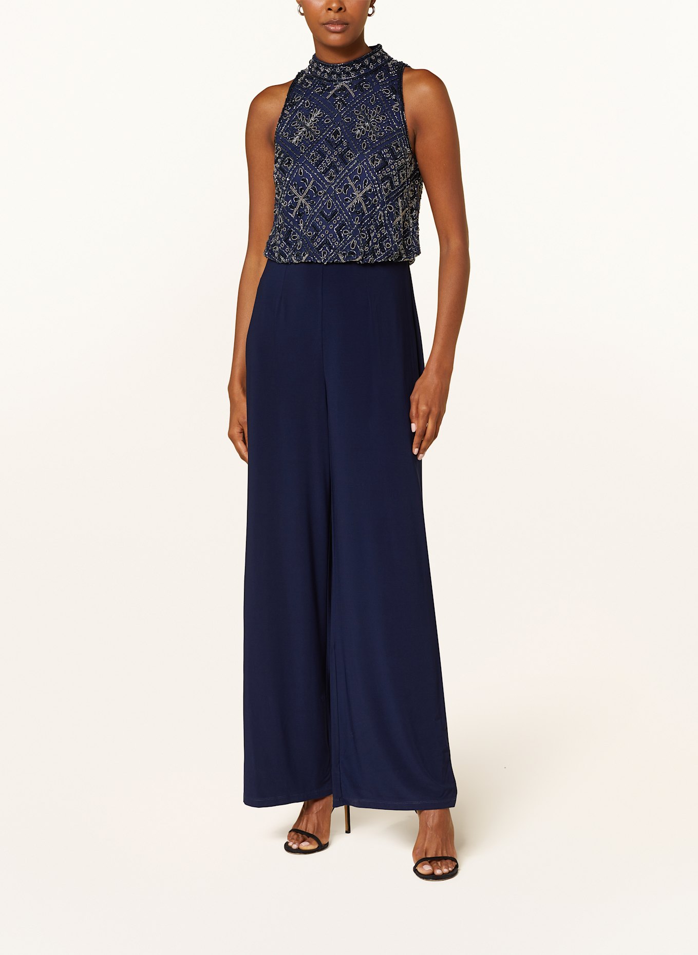 ADRIANNA PAPELL Jumpsuit with sequins in dark blue gray silver
