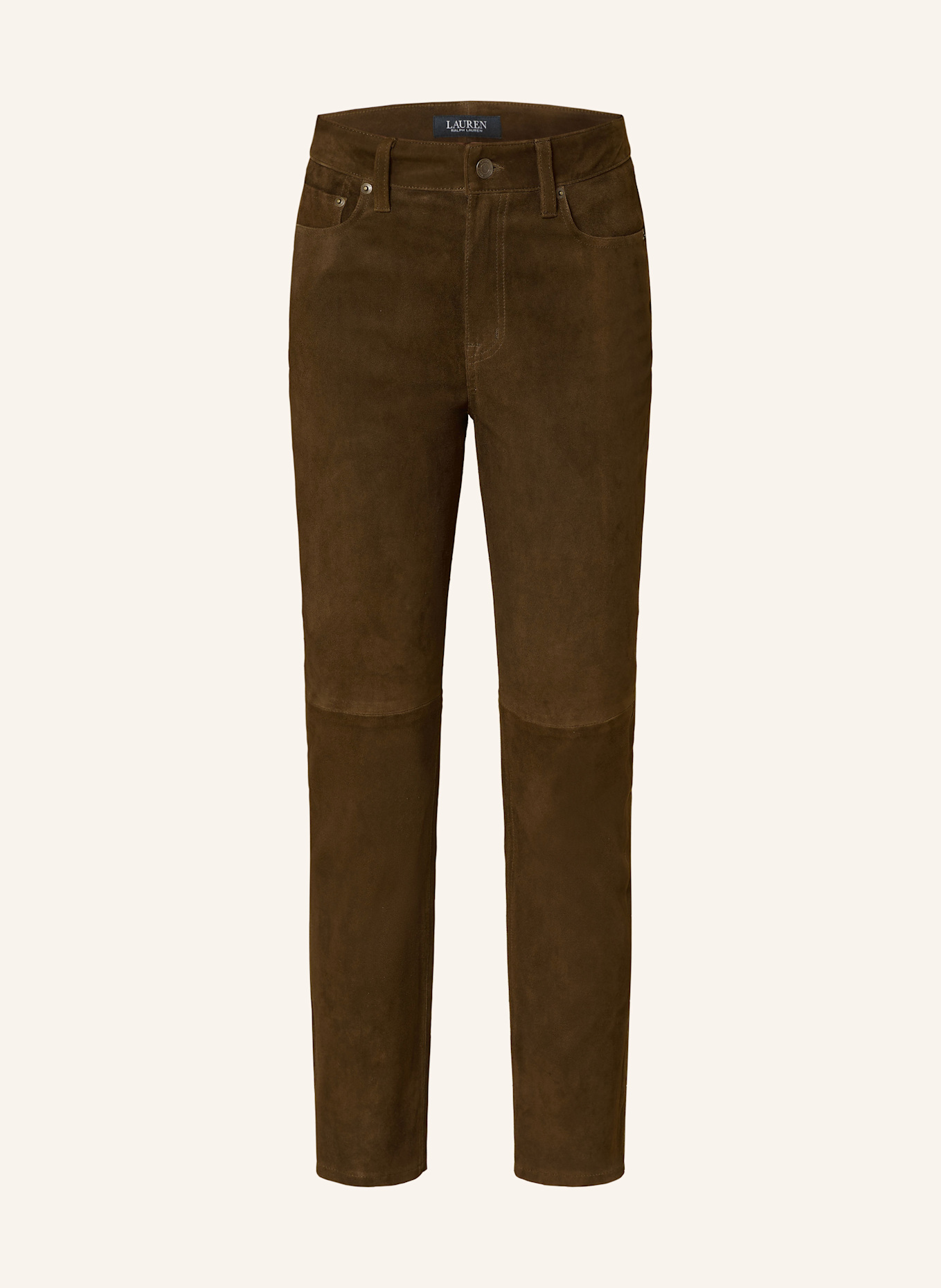 LAUREN RALPH LAUREN Leather trousers in khaki
