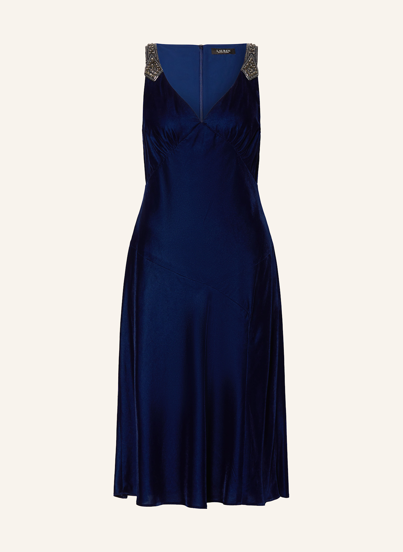 LAUREN RALPH LAUREN Kleid mit Schmuckperlen: DUNKELBLAU