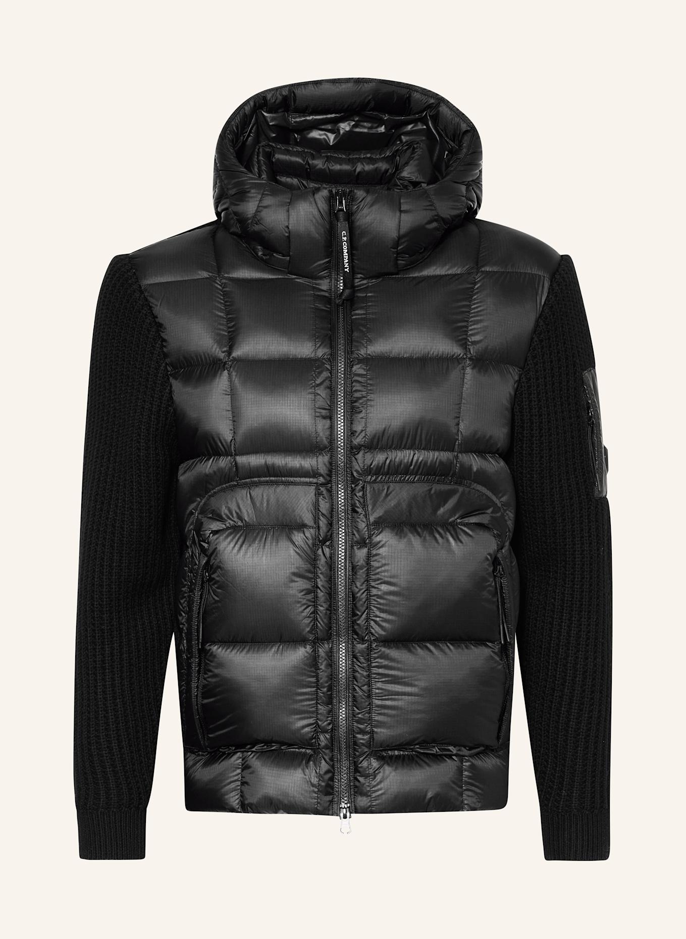 C.P. COMPANY Lightweight down jacket in mixed materials in black