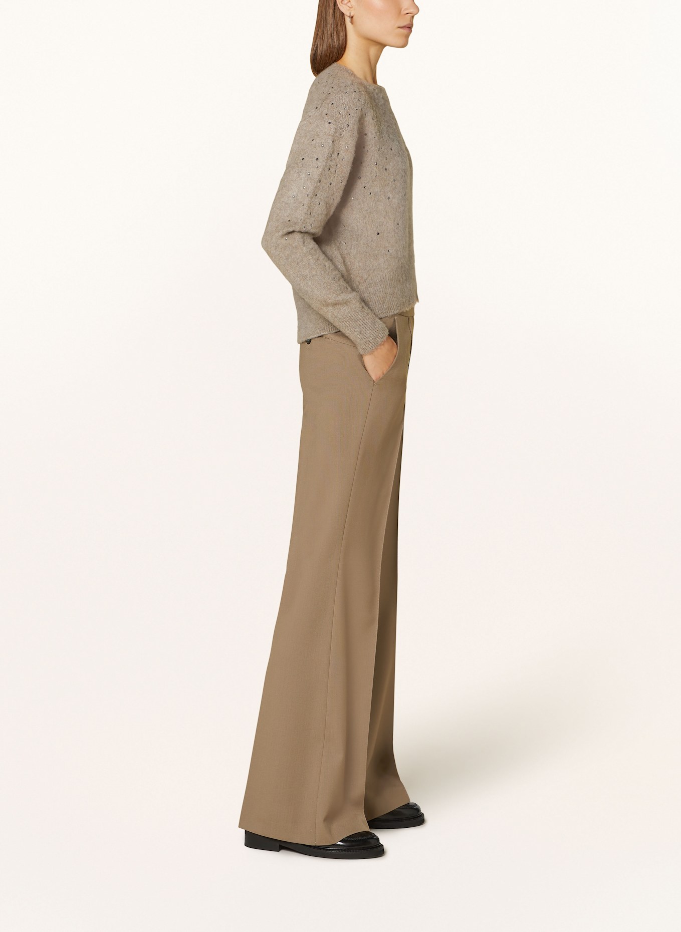 windsor. Wide leg trousers, Color: BROWN (Image 4)