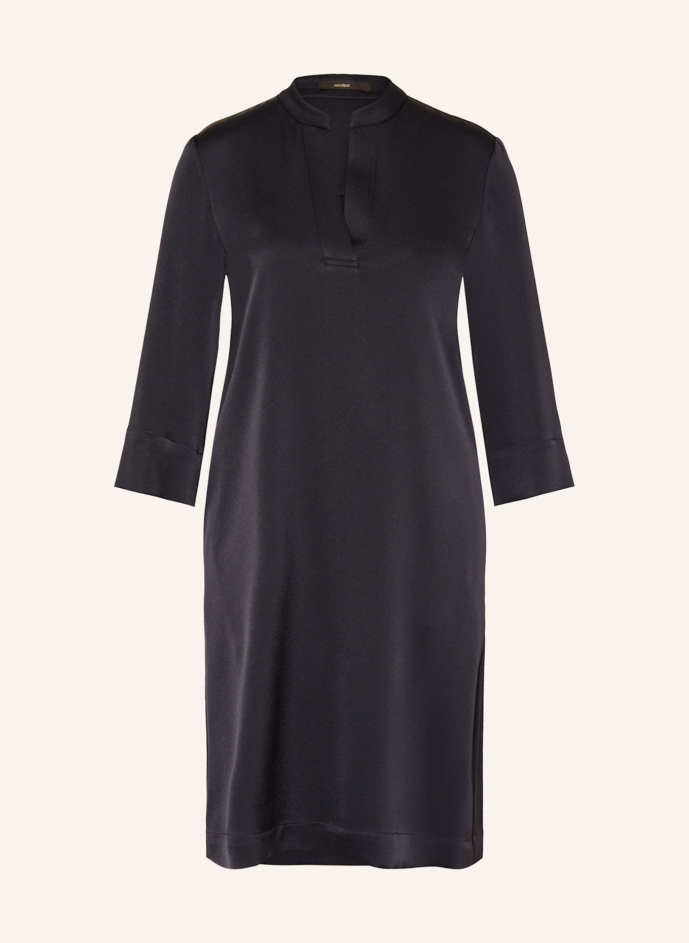 windsor. Satinkleid mit 3/4-Arm: DUNKELBLAU