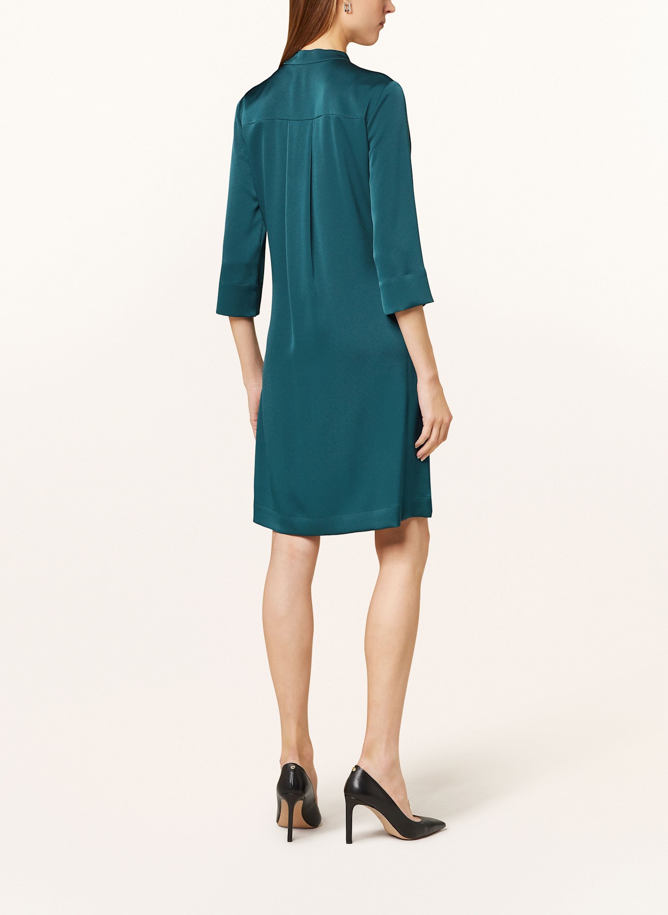 windsor. Satinkleid mit 3/4-Arm: PETROL