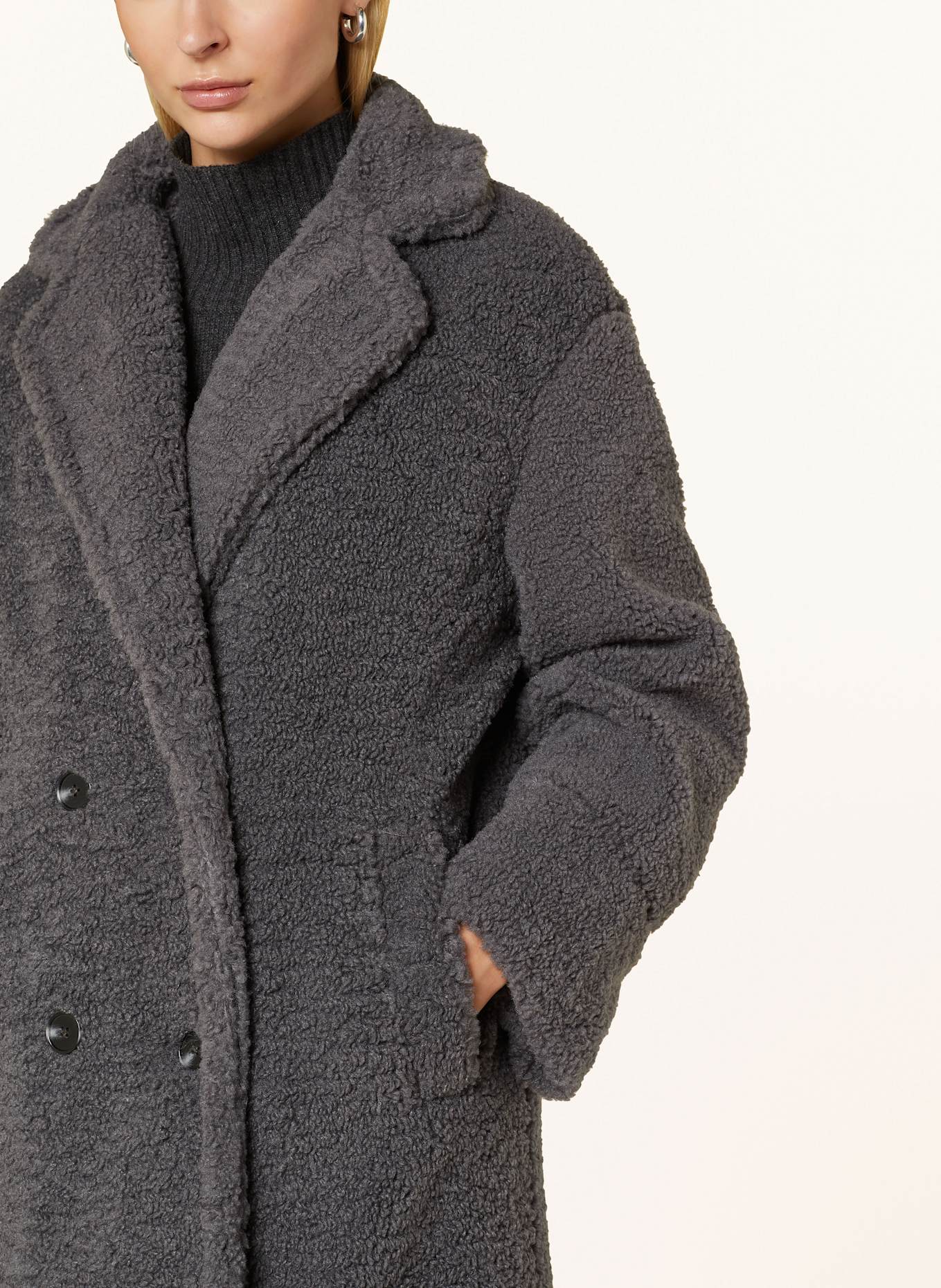 Teddy Opus Sommermantel OPUS Teddyfell-Mantel HONISE In Grau