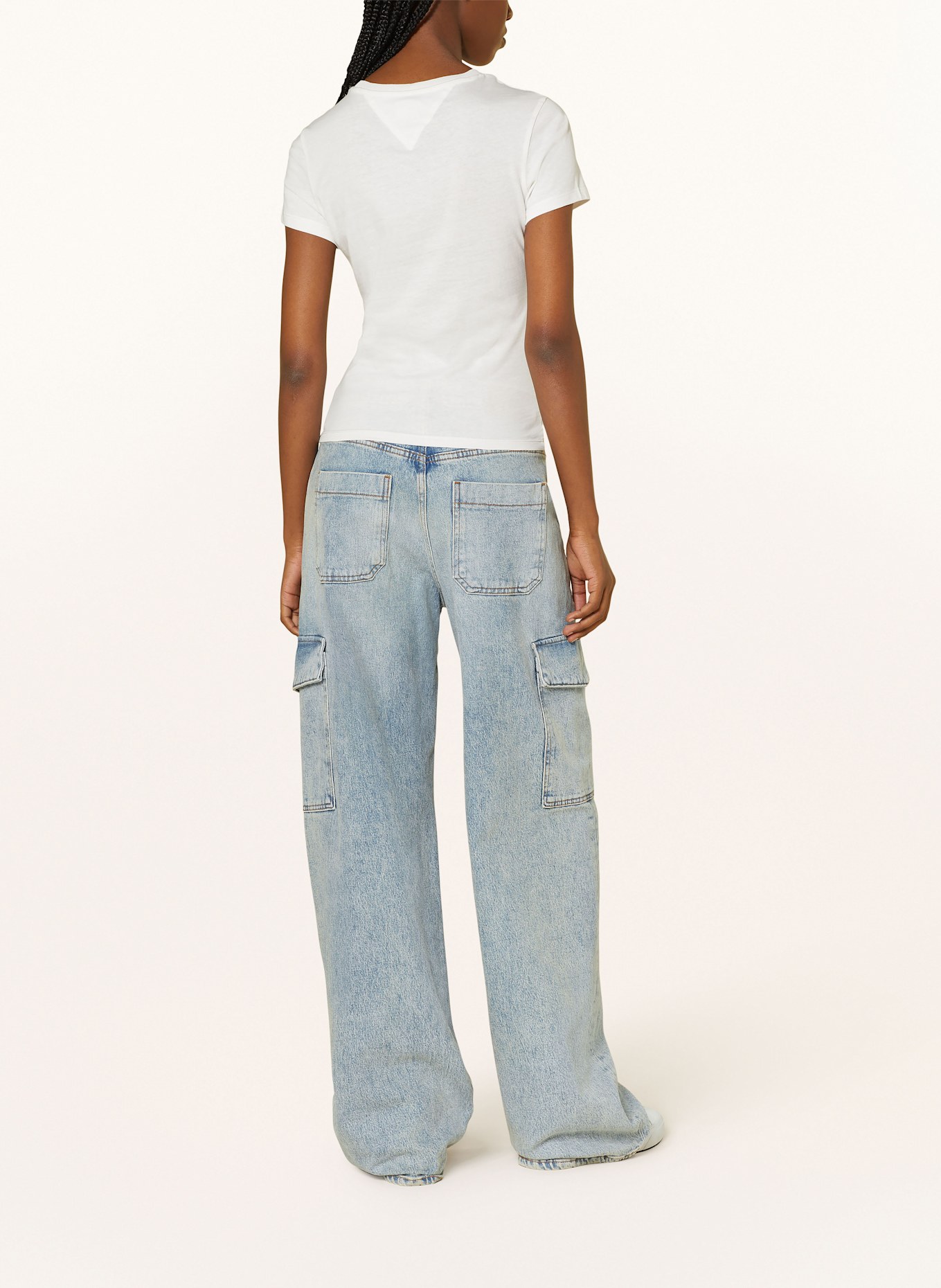 TOMMY JEANS T-Shirt: ECRU / ROT