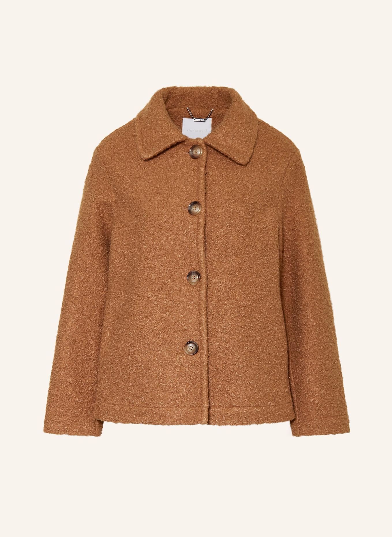 Rich & Royal Bouclé pea coat, Color: BROWN (Image 1)