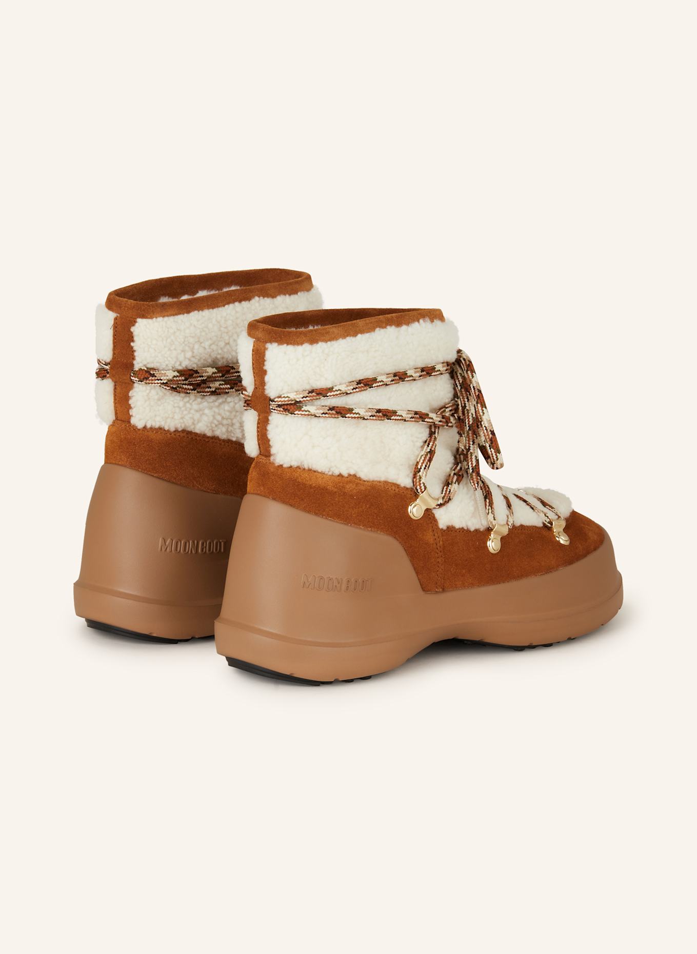 MOON BOOT Moon boots LUNA BOOT SHEARLING in cognac ecru