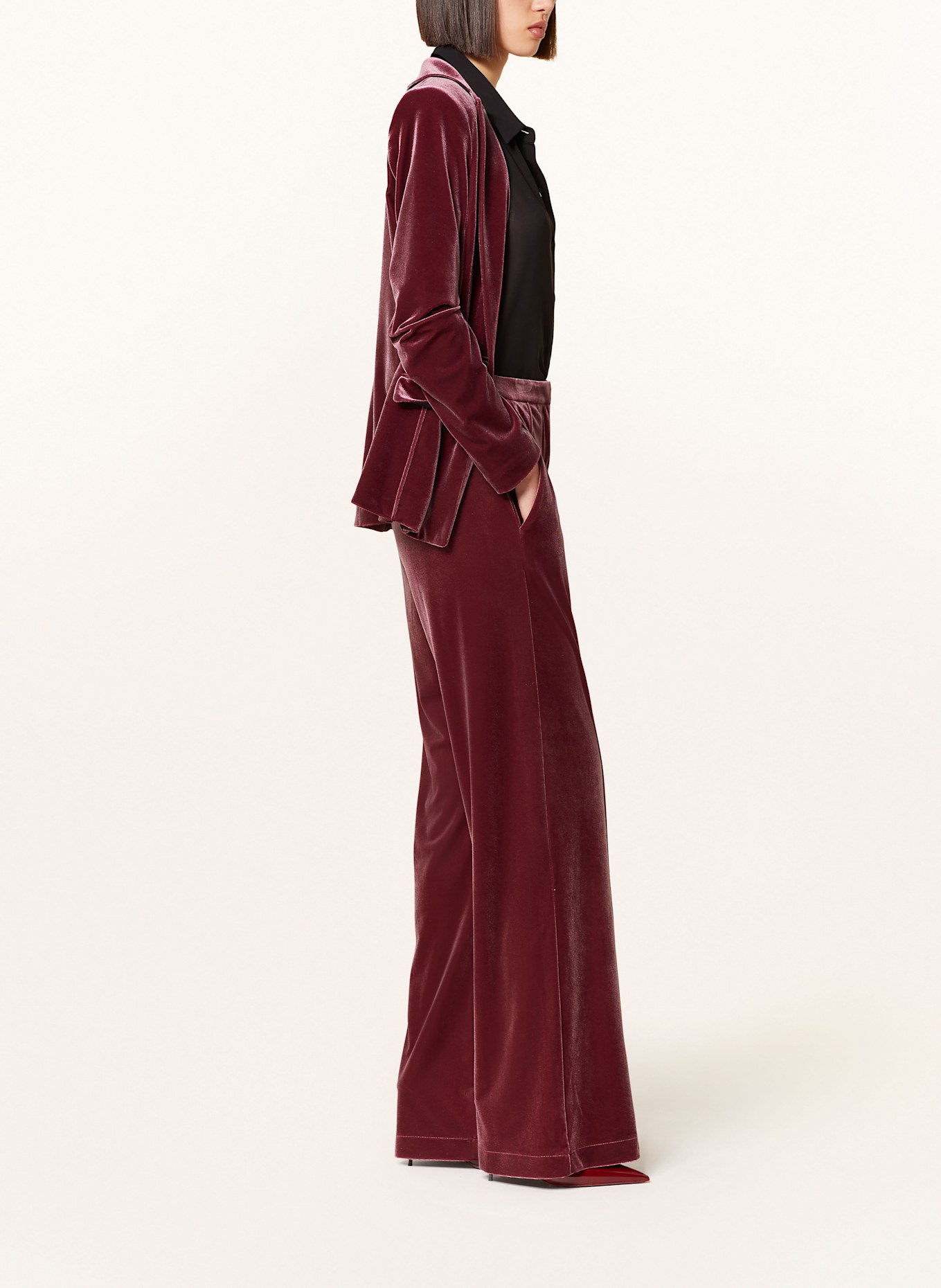 PATRIZIA PEPE Spodnie marlena z aksamitu: CIEMNOCZERWONY