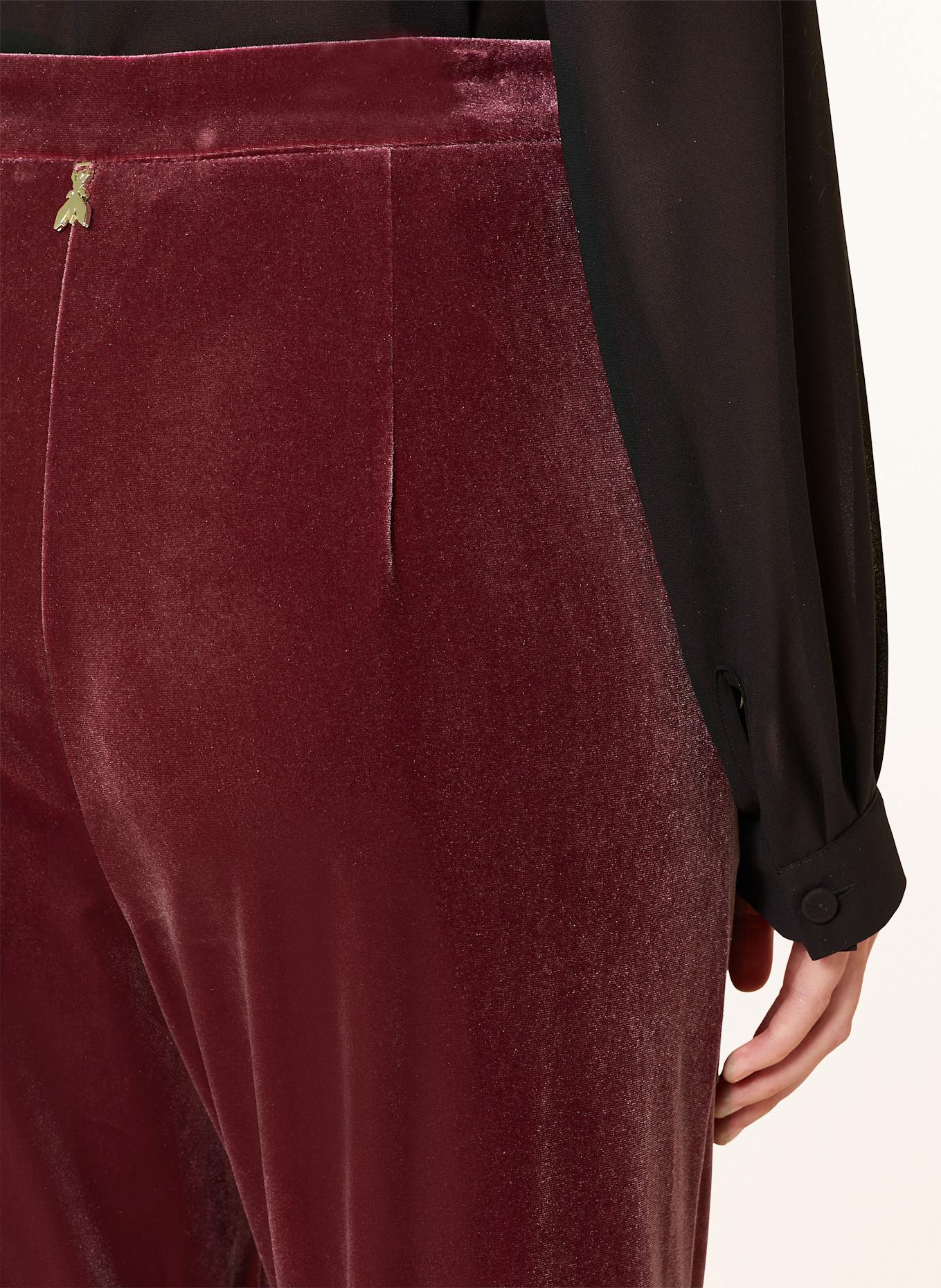 PATRIZIA PEPE Spodnie marlena z aksamitu: CIEMNOCZERWONY