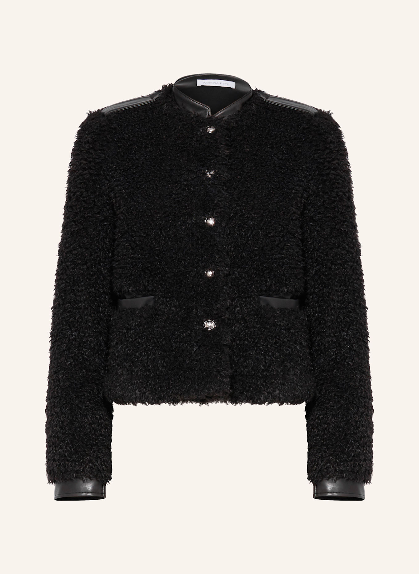 PATRIZIA PEPE Plyšová bunda: ČERNÁ