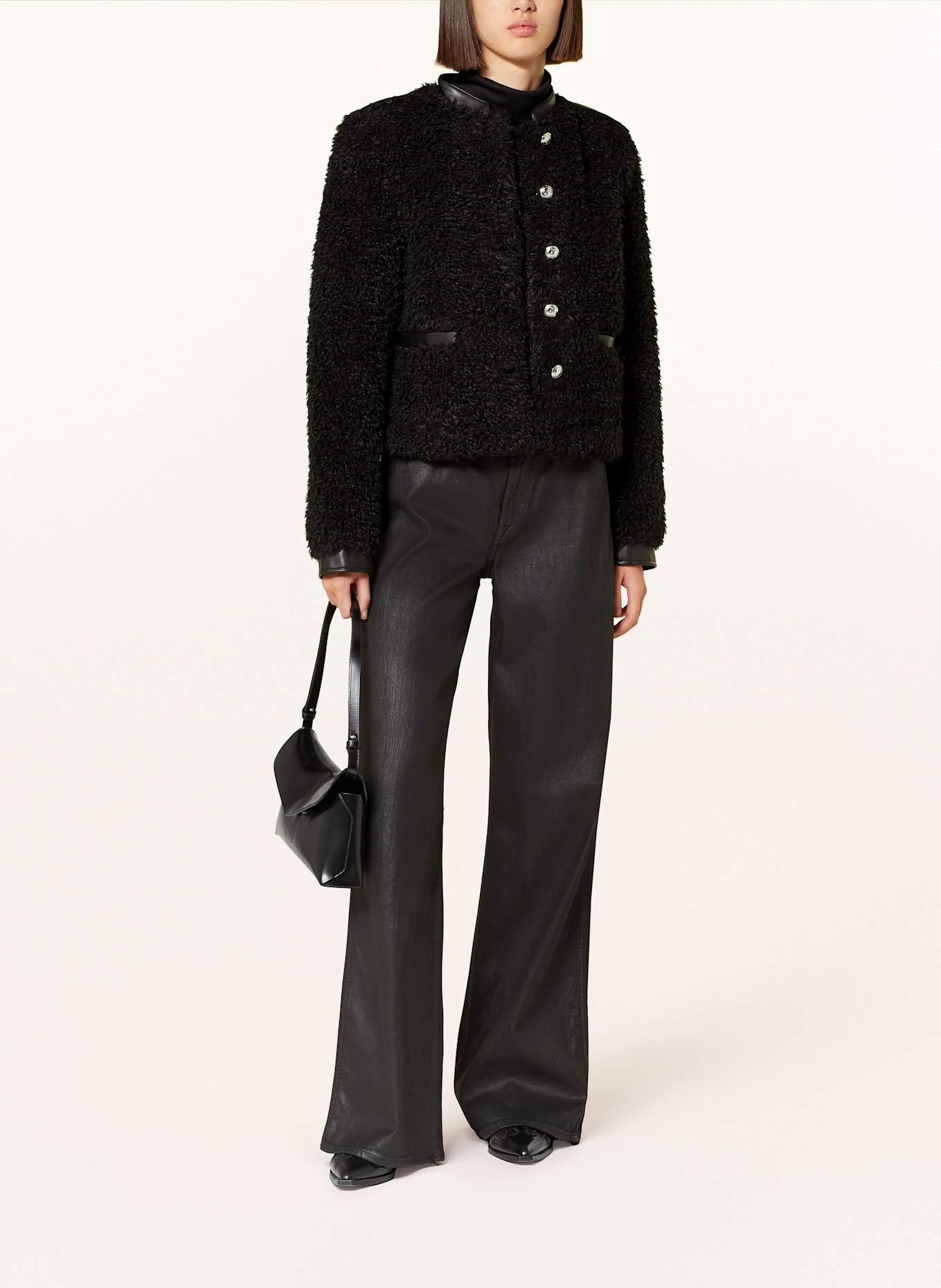 PATRIZIA PEPE Plyšová bunda: ČERNÁ