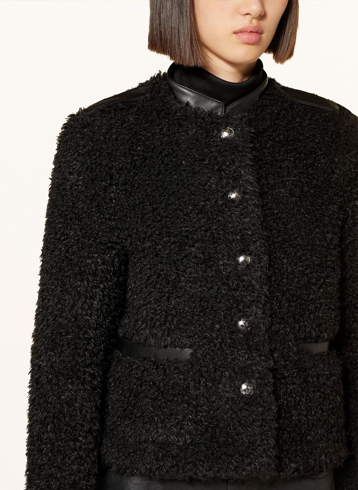 PATRIZIA PEPE Plyšová bunda: ČERNÁ