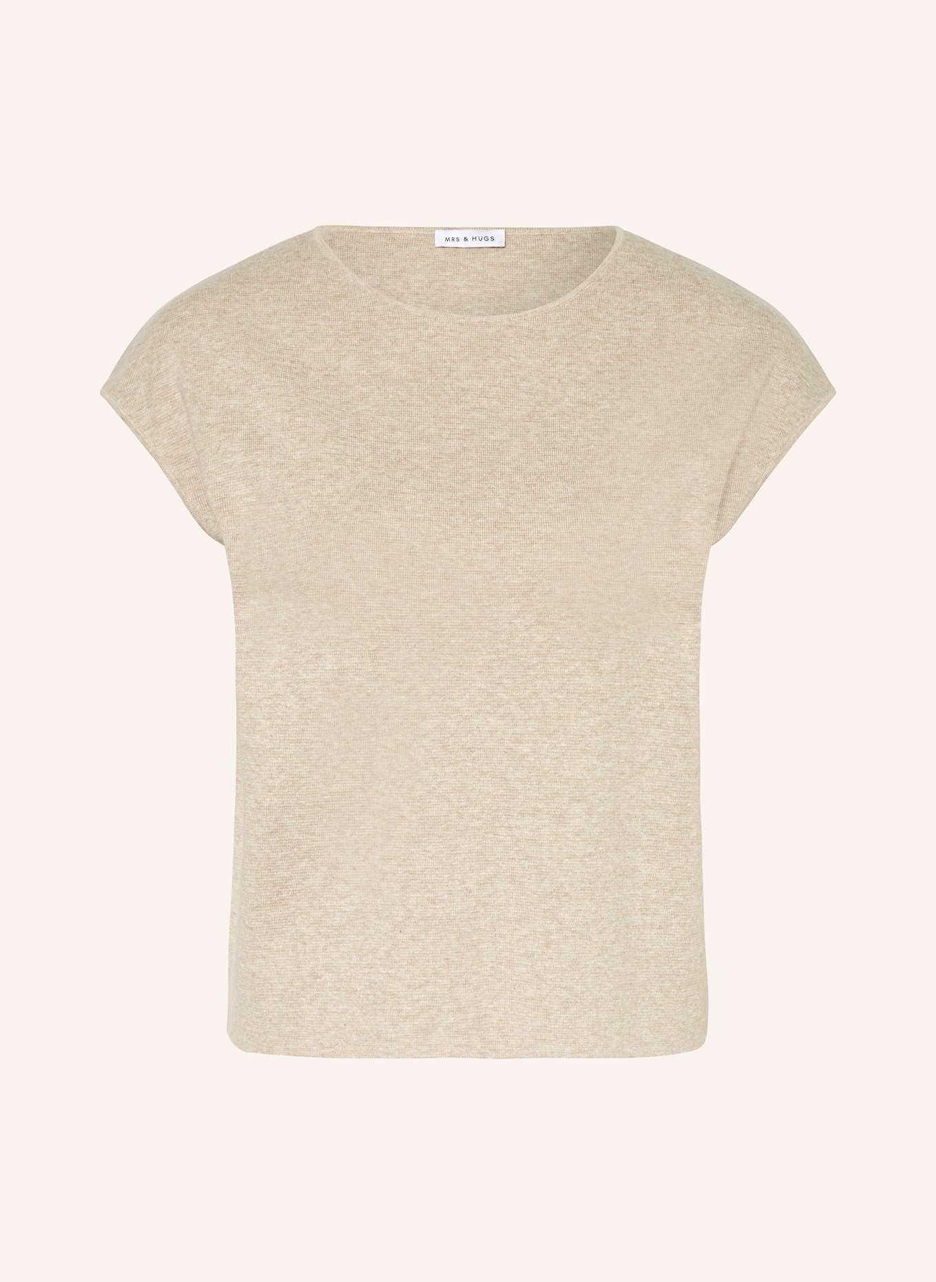 MRS & HUGS Úpletové tričko se lnem: BÉŽOVÁ