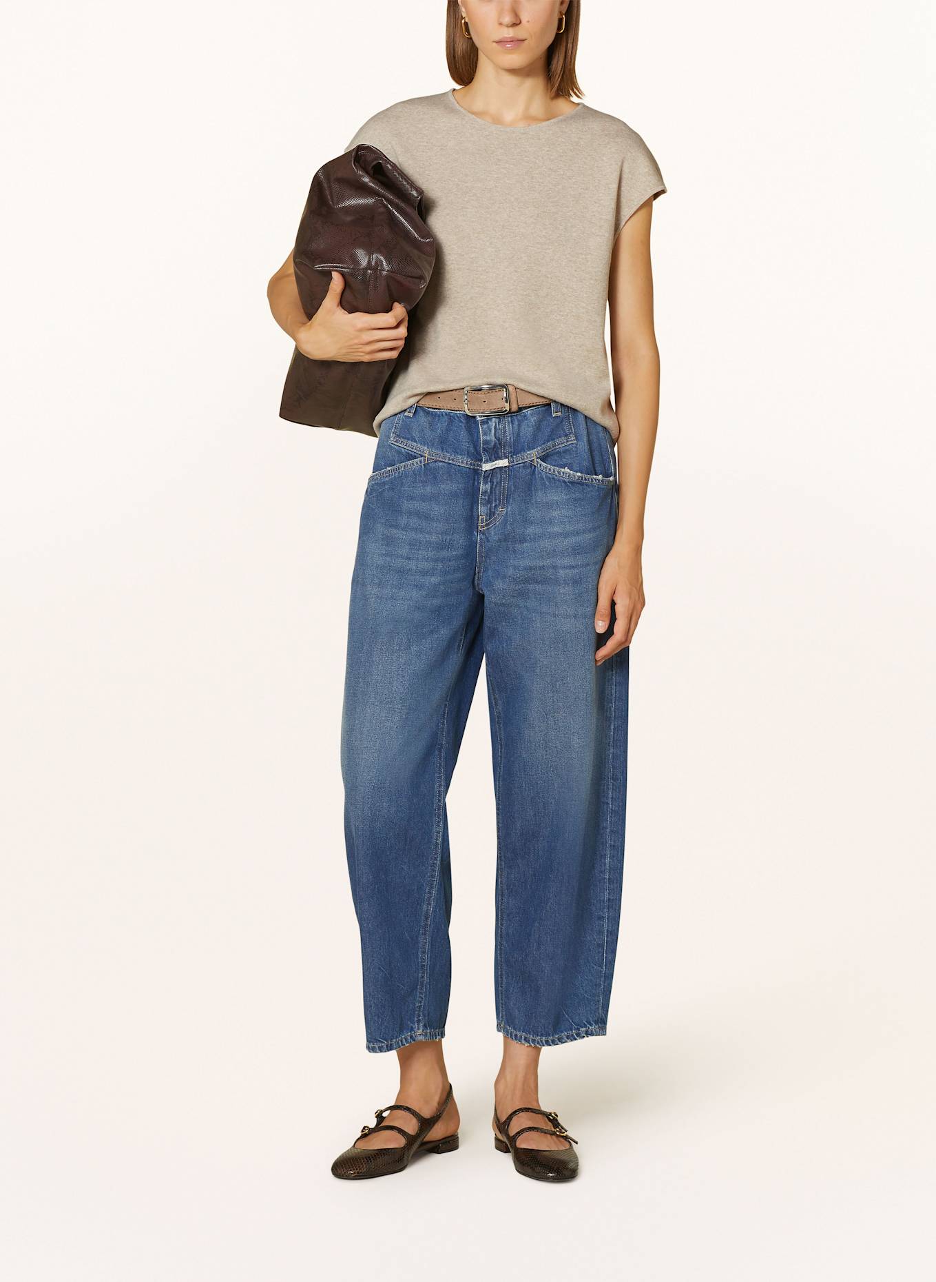 MRS & HUGS Úpletové tričko se lnem: BÉŽOVÁ