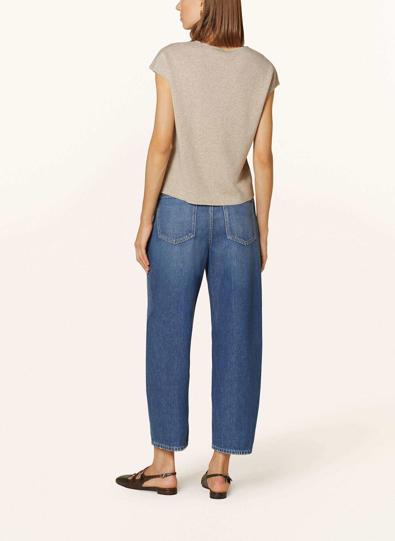 MRS & HUGS Úpletové tričko se lnem: BÉŽOVÁ