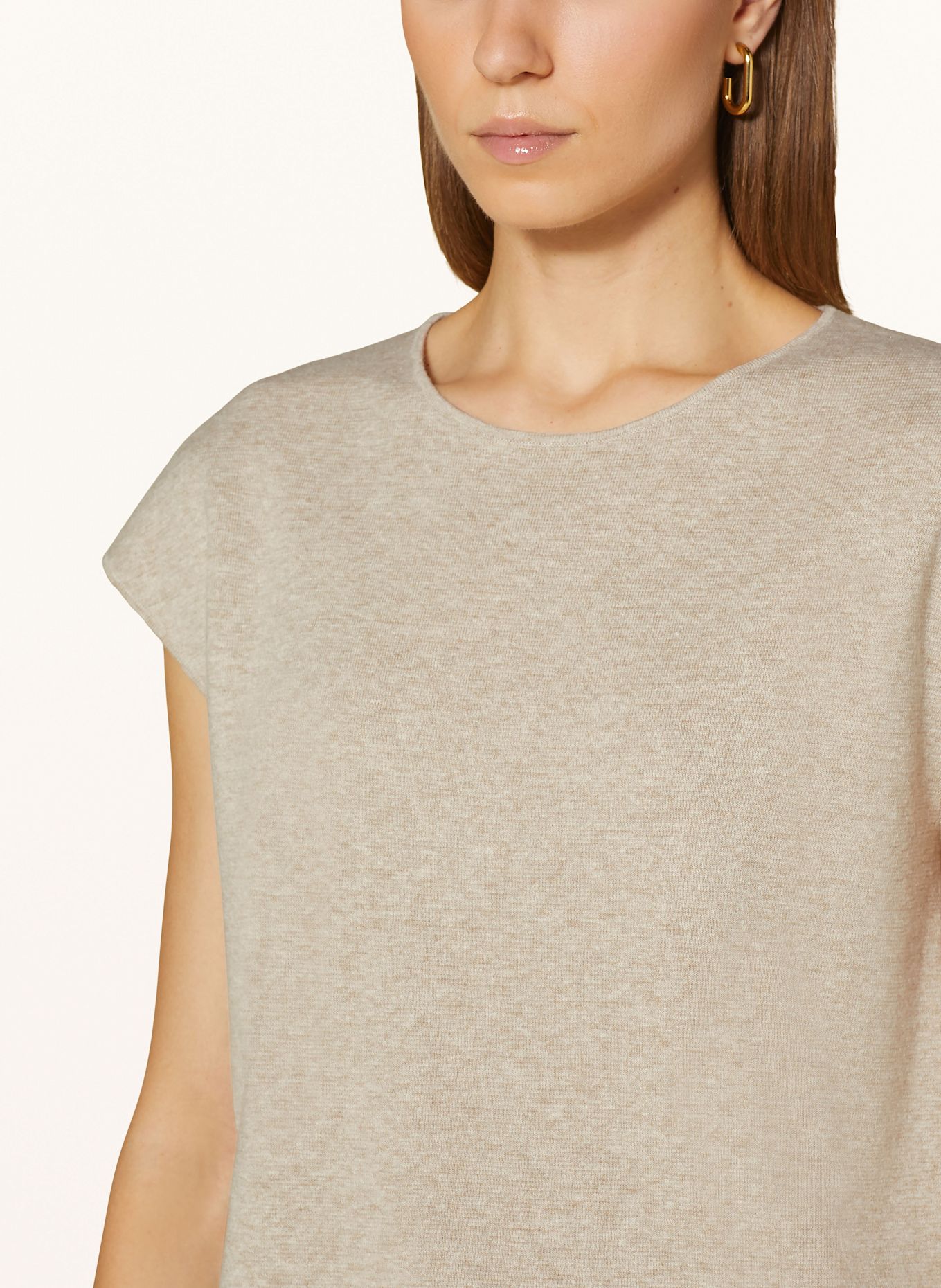 MRS & HUGS Úpletové tričko se lnem: BÉŽOVÁ